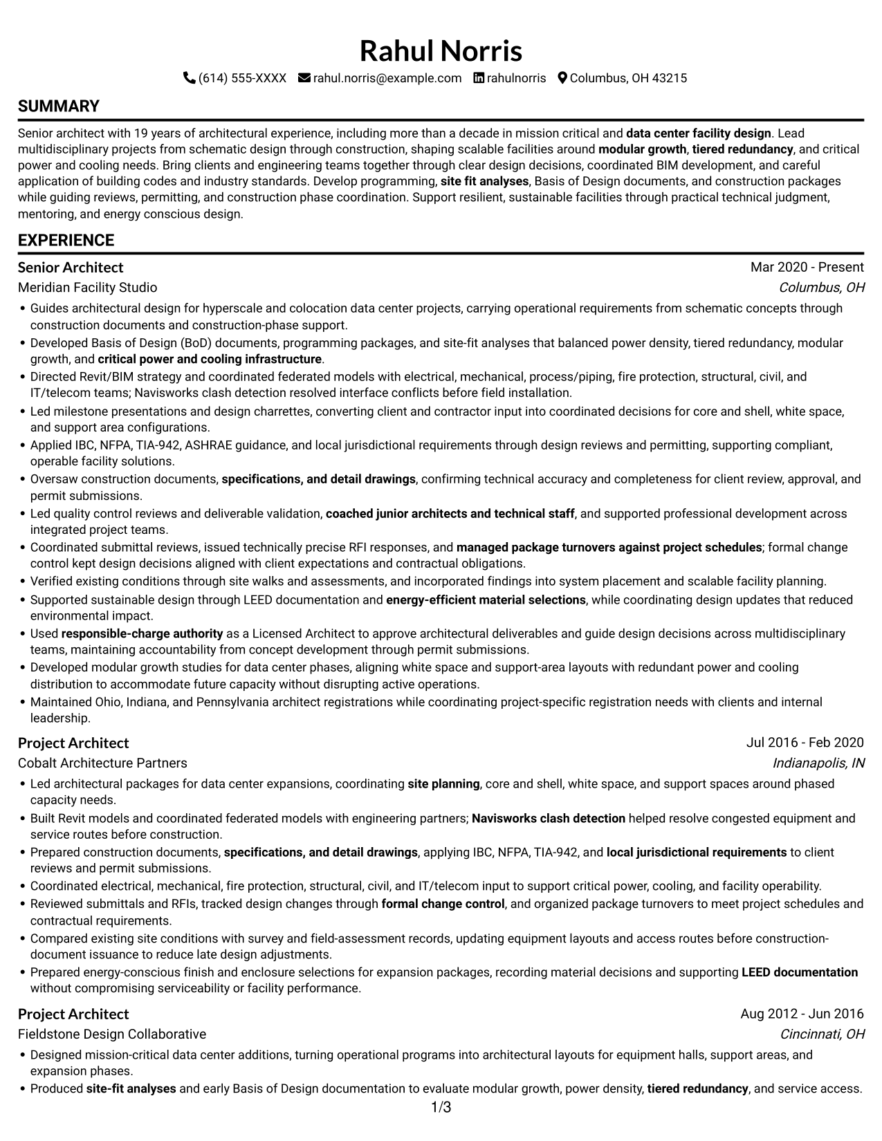 Resume example — page 1