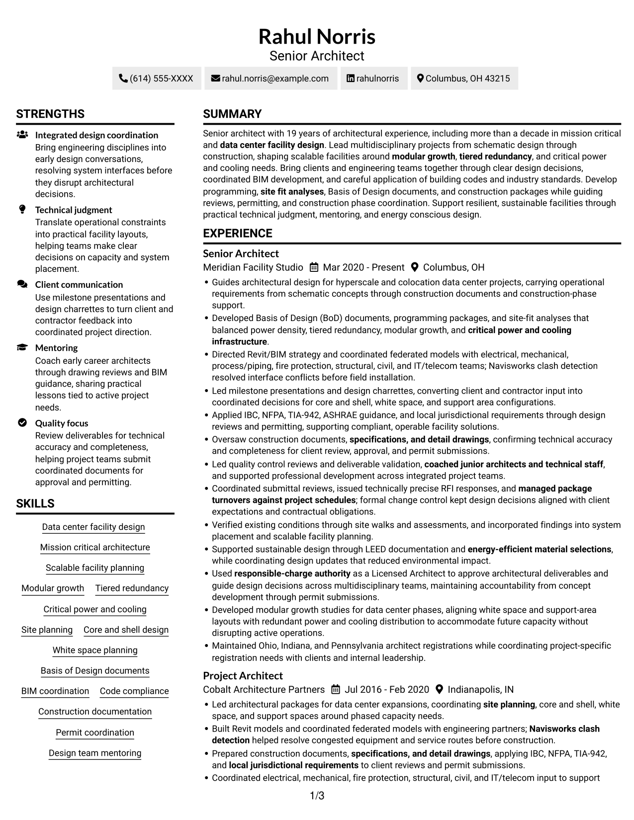 Resume example — page 1