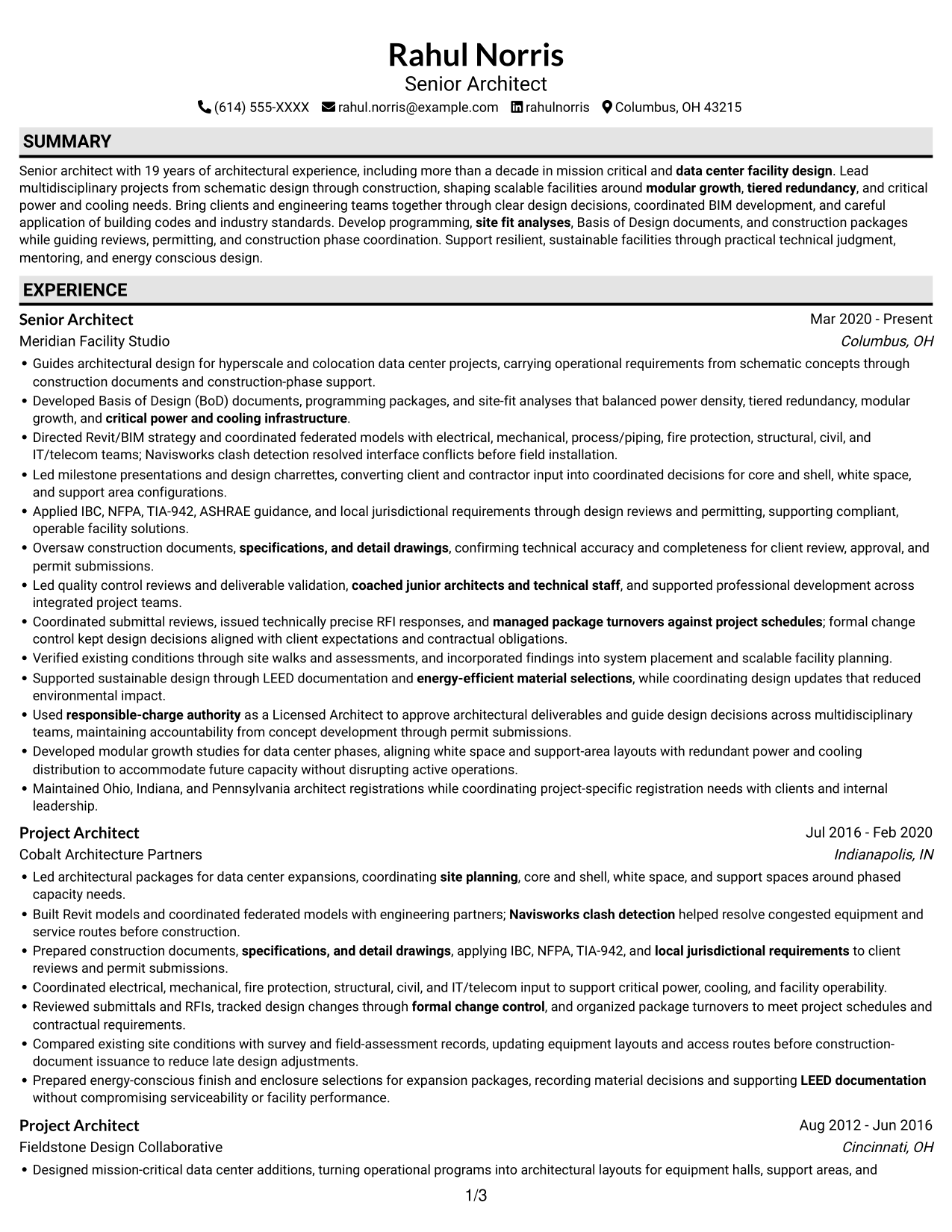 Resume example — page 1