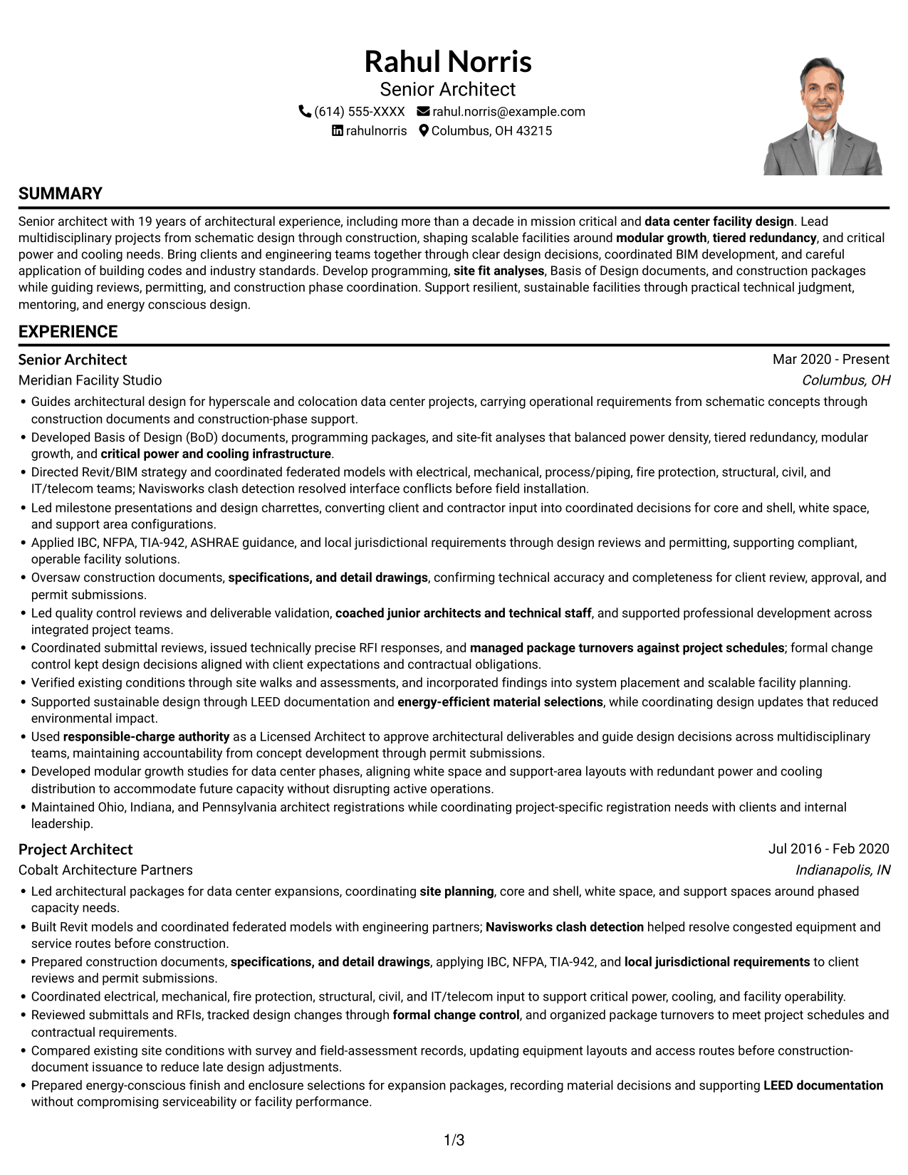 Resume example — page 1