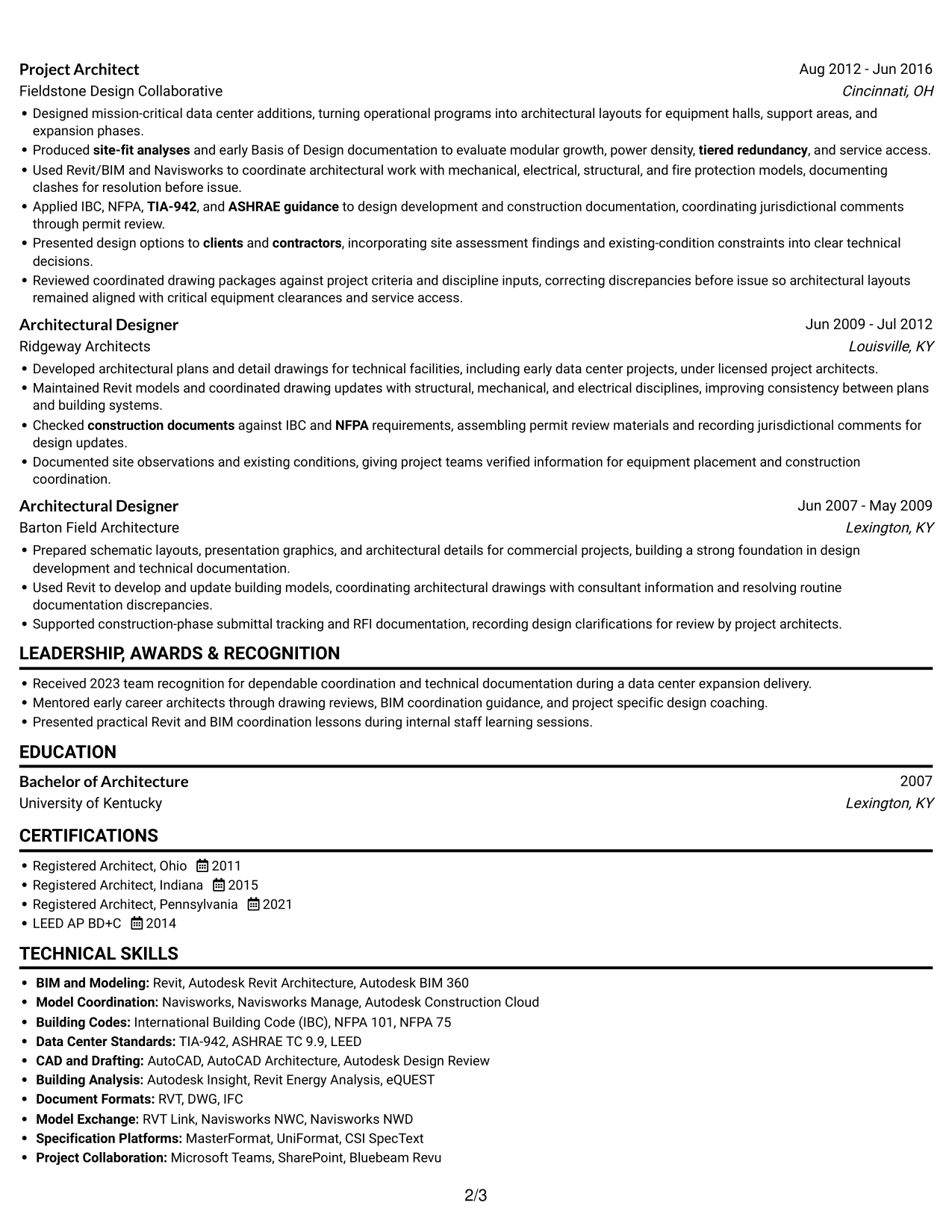 Resume example — page 2