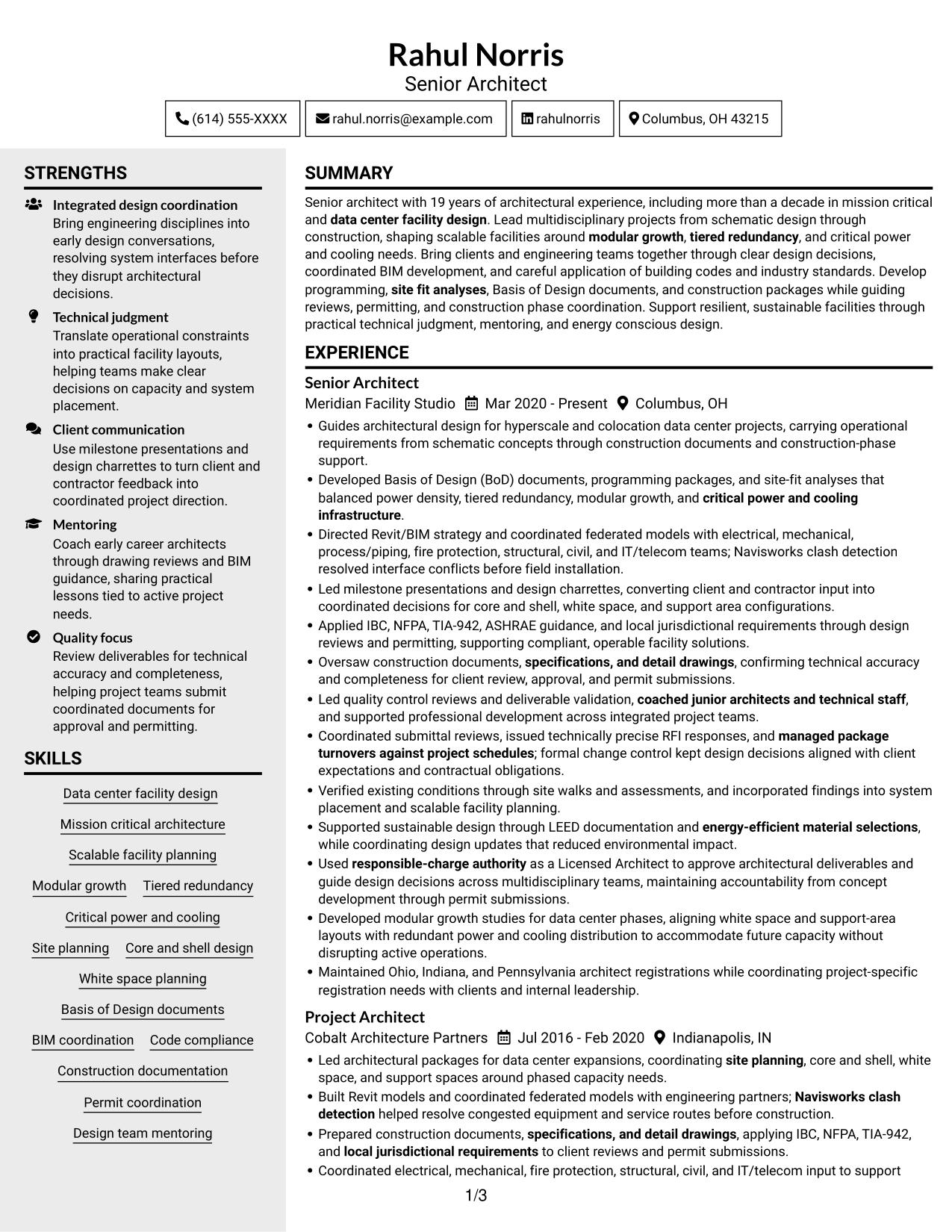 Resume example — page 1