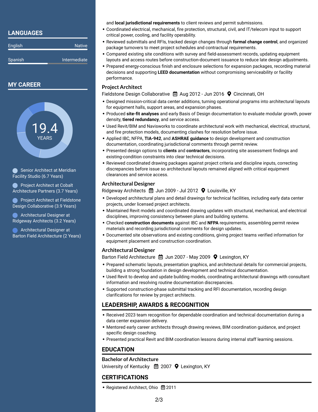 Resume example — page 2