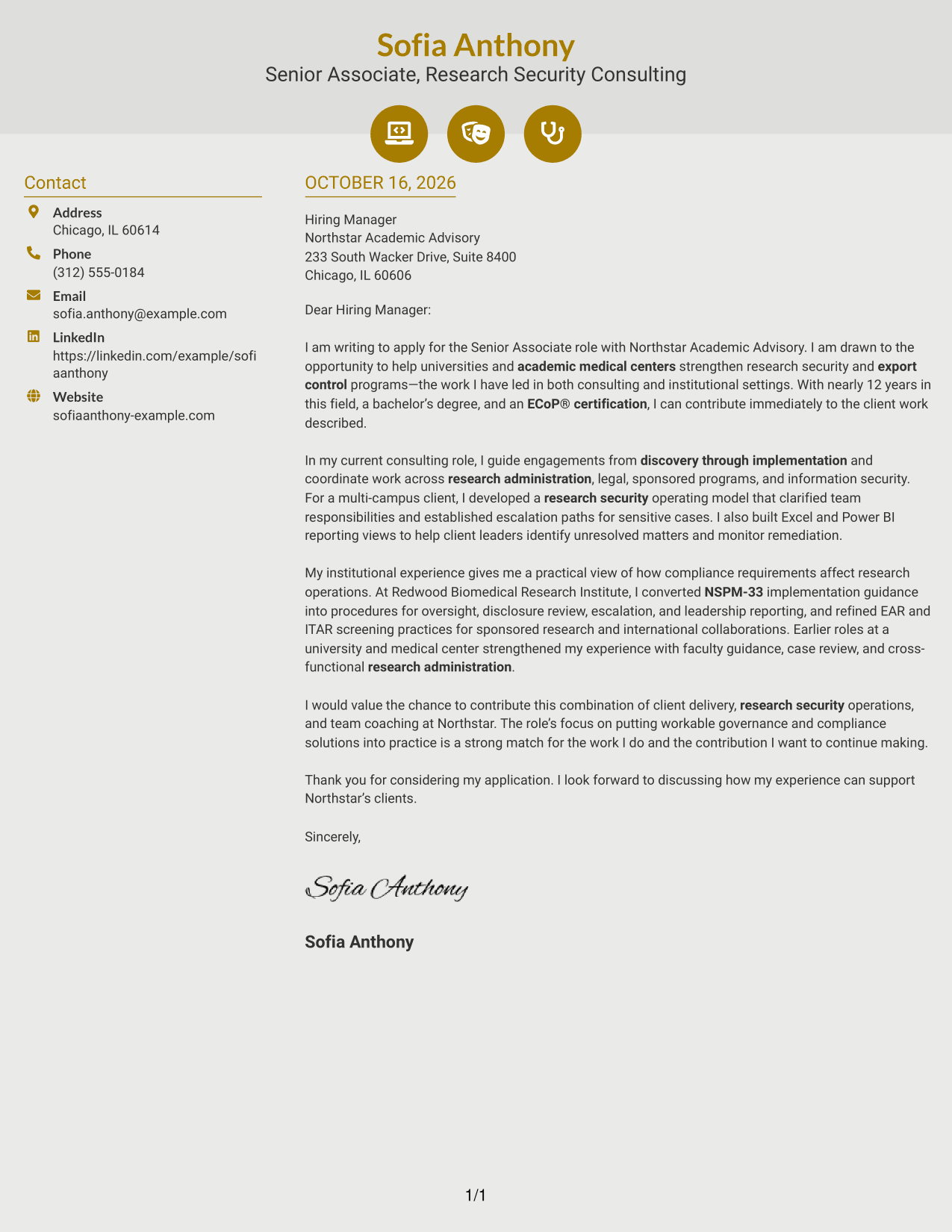 Cover letter example — page 1