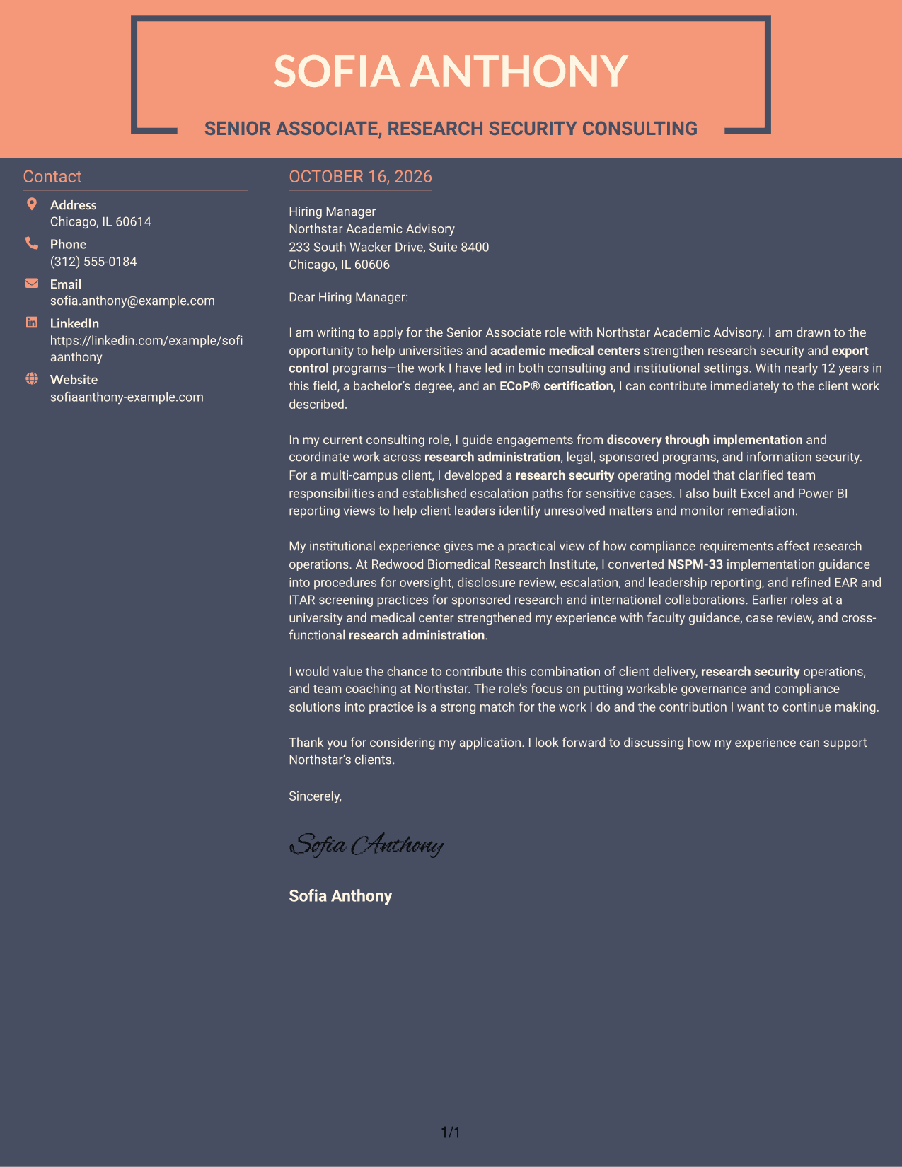 Cover letter example — page 1
