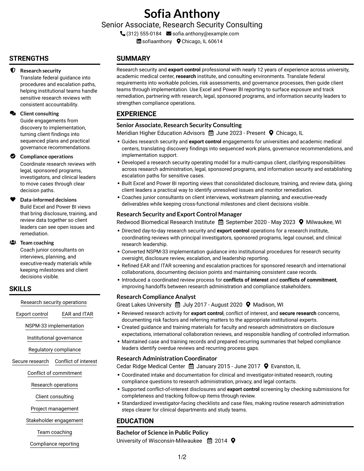 Resume example — page 1