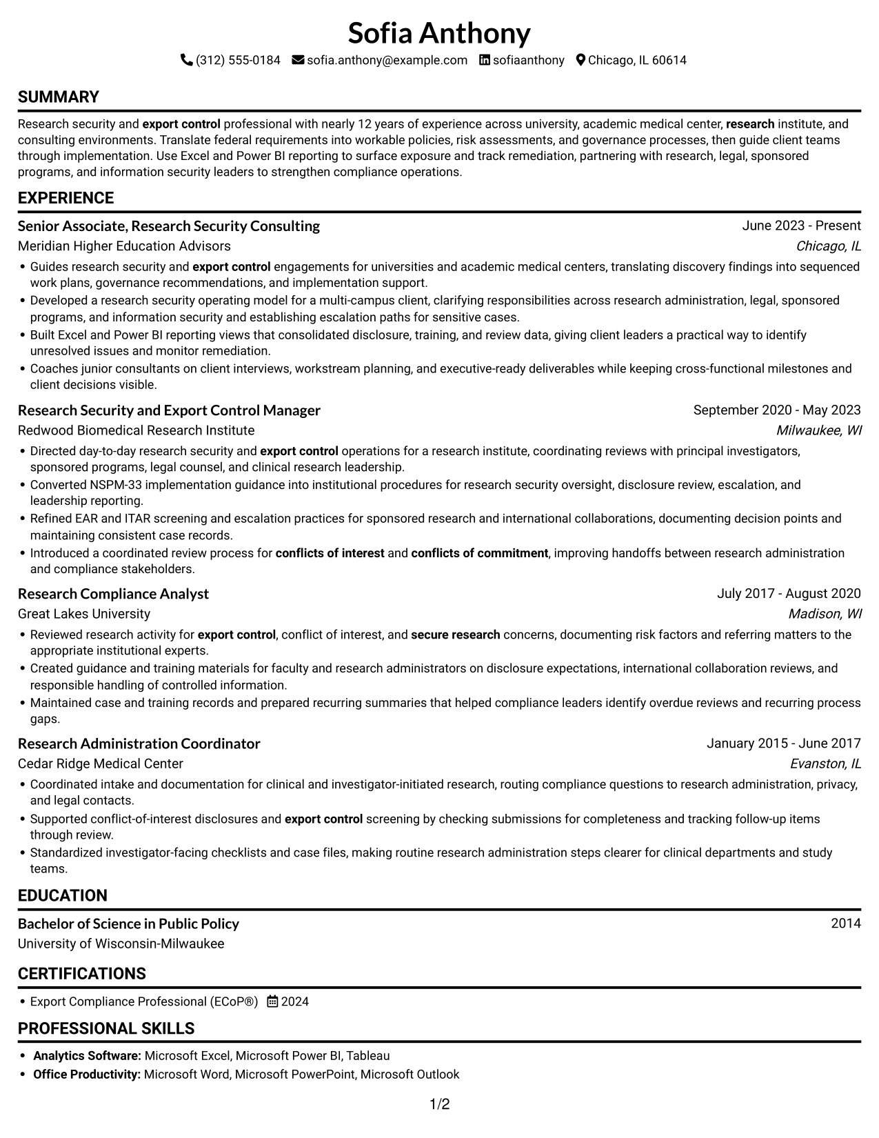 Resume example — page 1