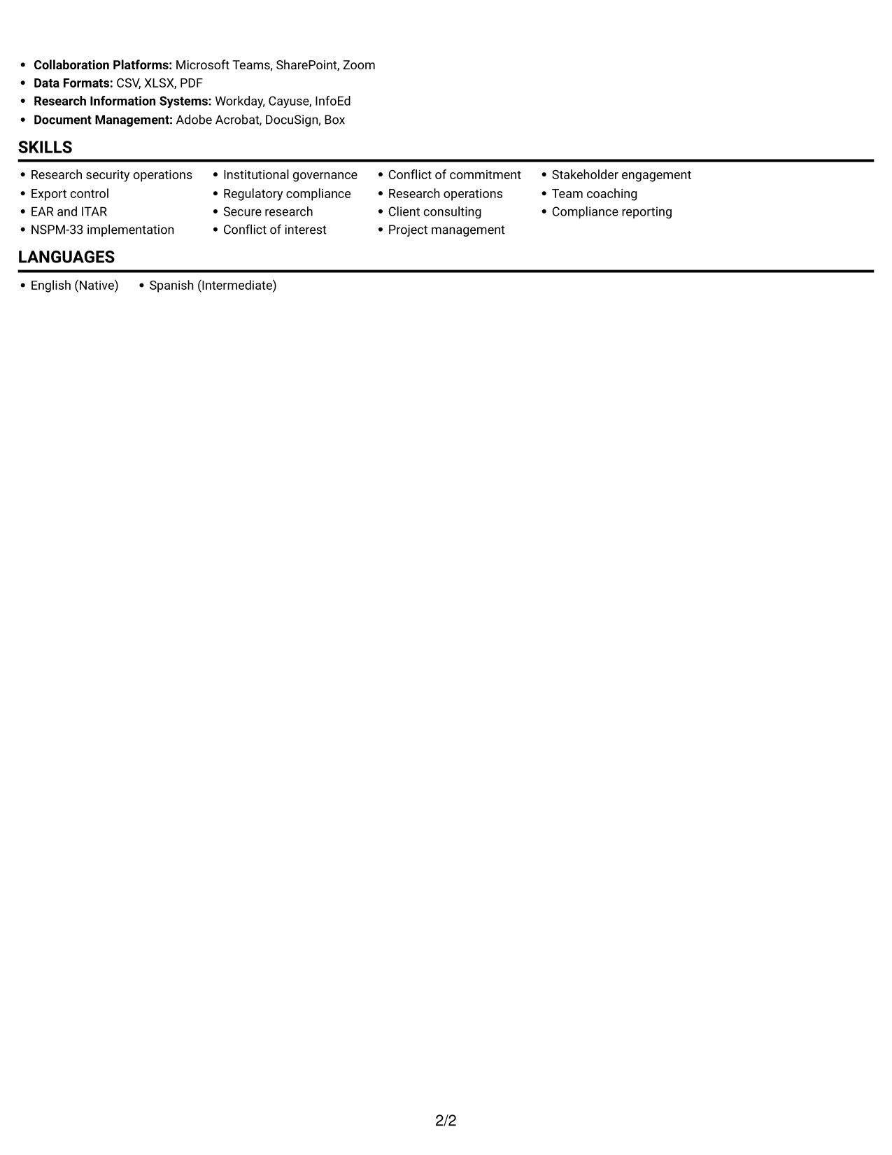 Resume example — page 2