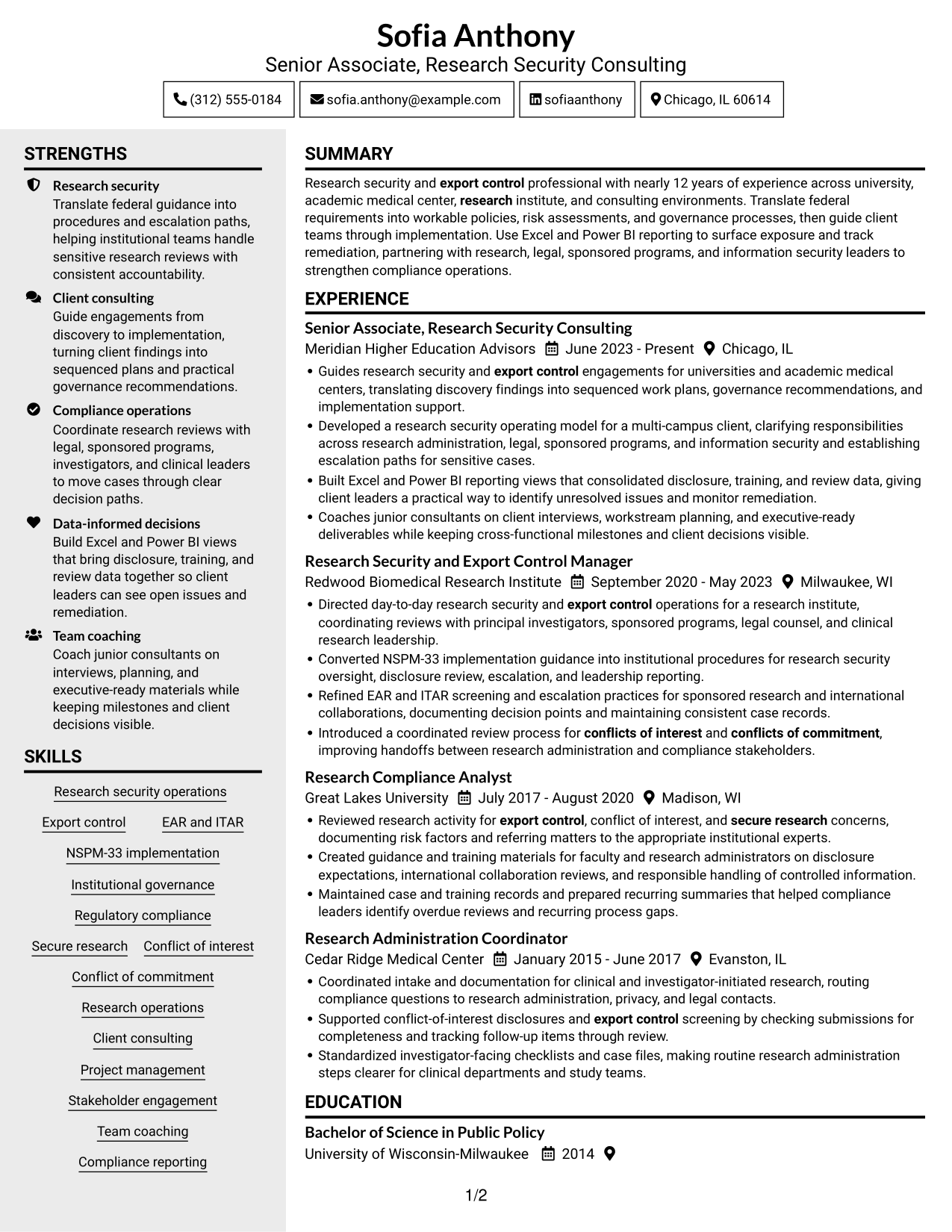 Resume example — page 1