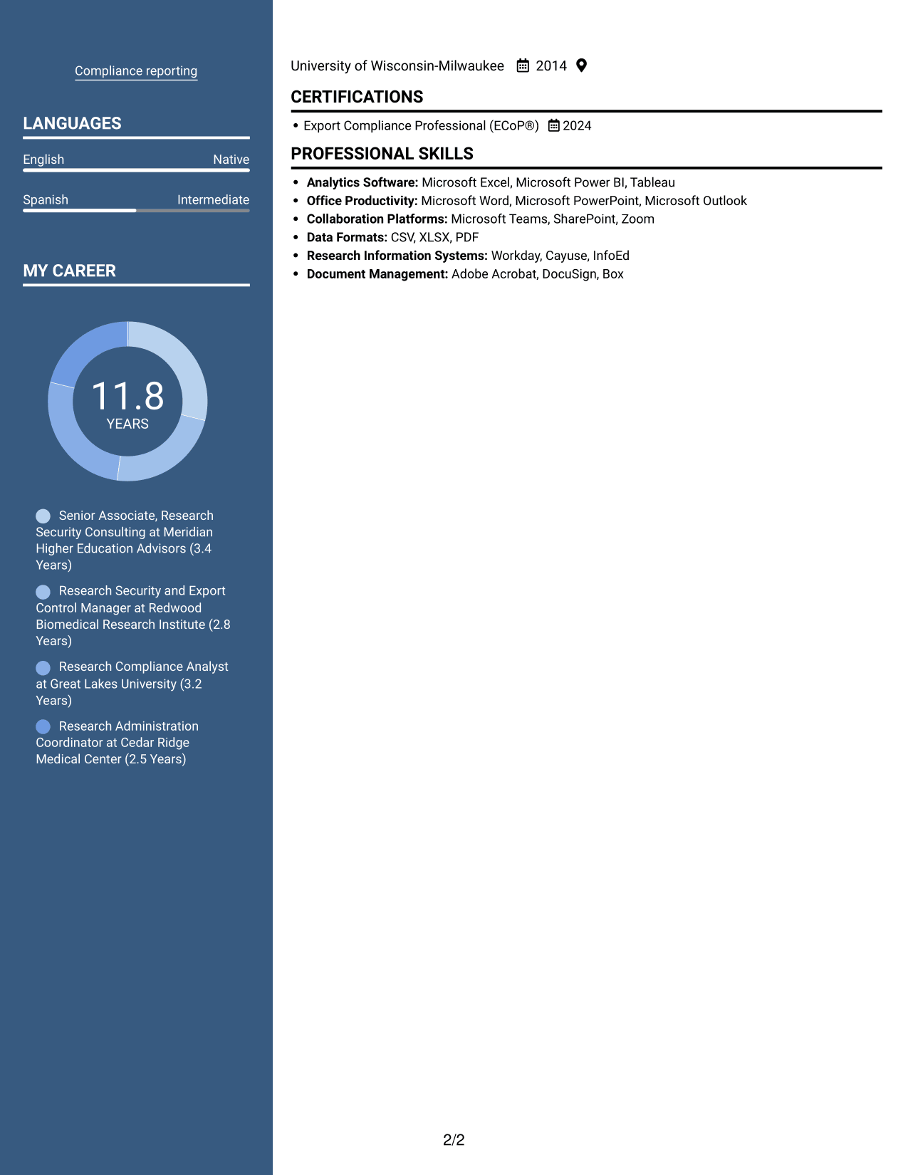 Resume example — page 2