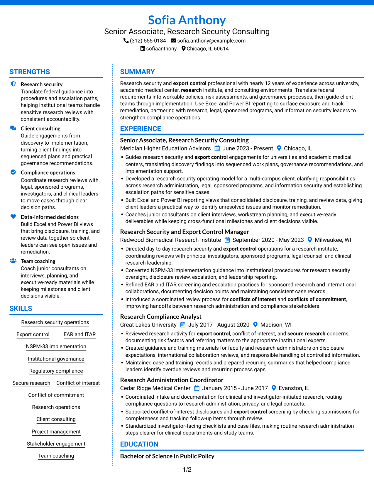 Resume example — page 1