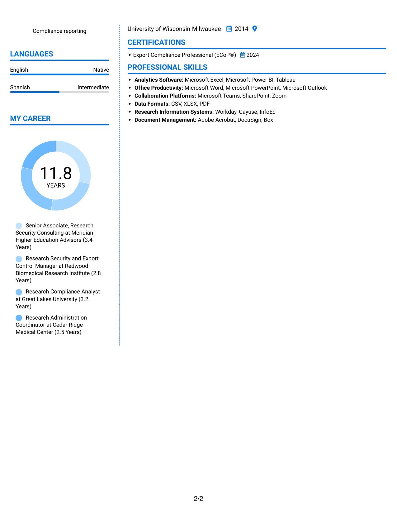 Resume example — page 2