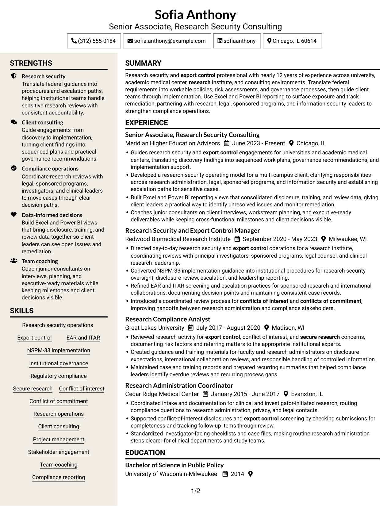 Resume example — page 1