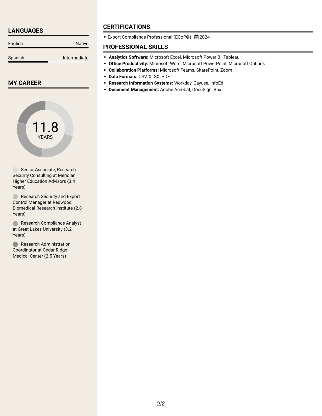 Resume example — page 2