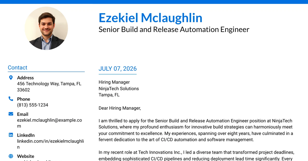 30+ Senior Build and Release Automation Engineer Cover Letter Templates with Example 2026
