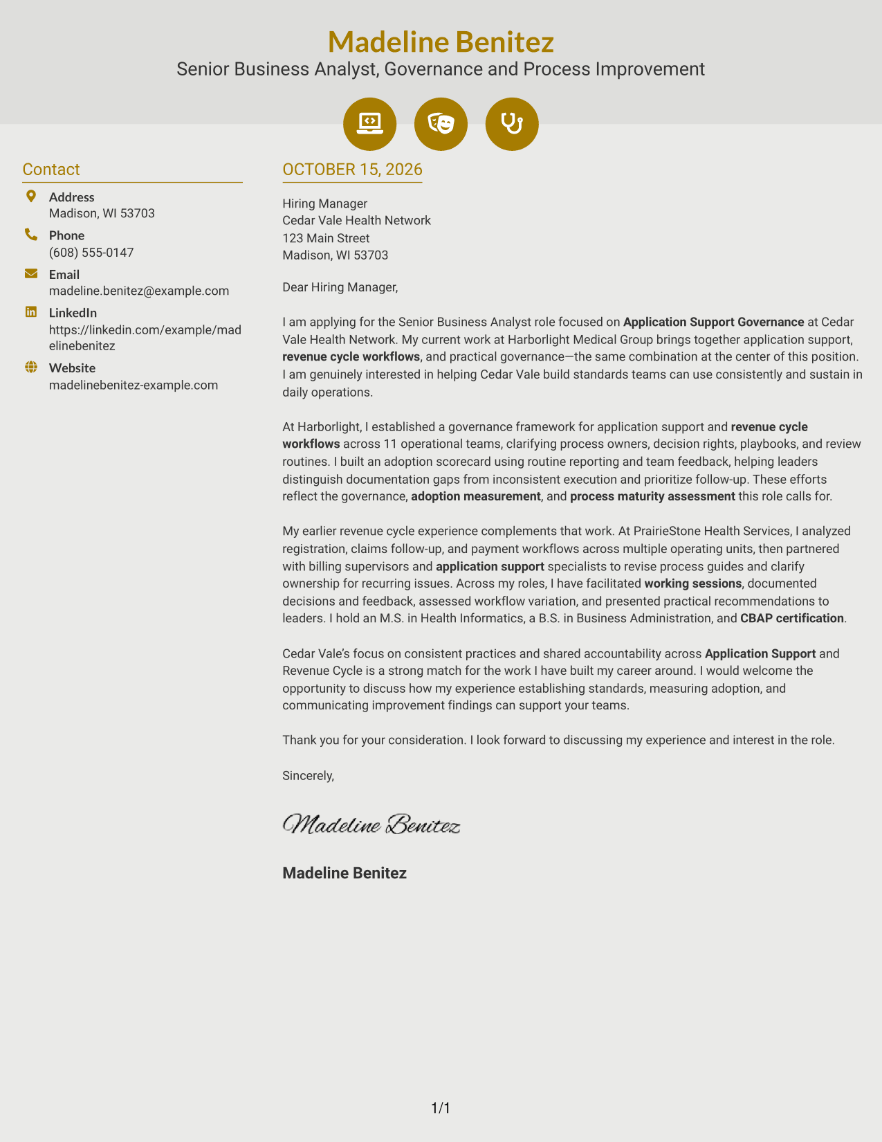 Cover letter example — page 1
