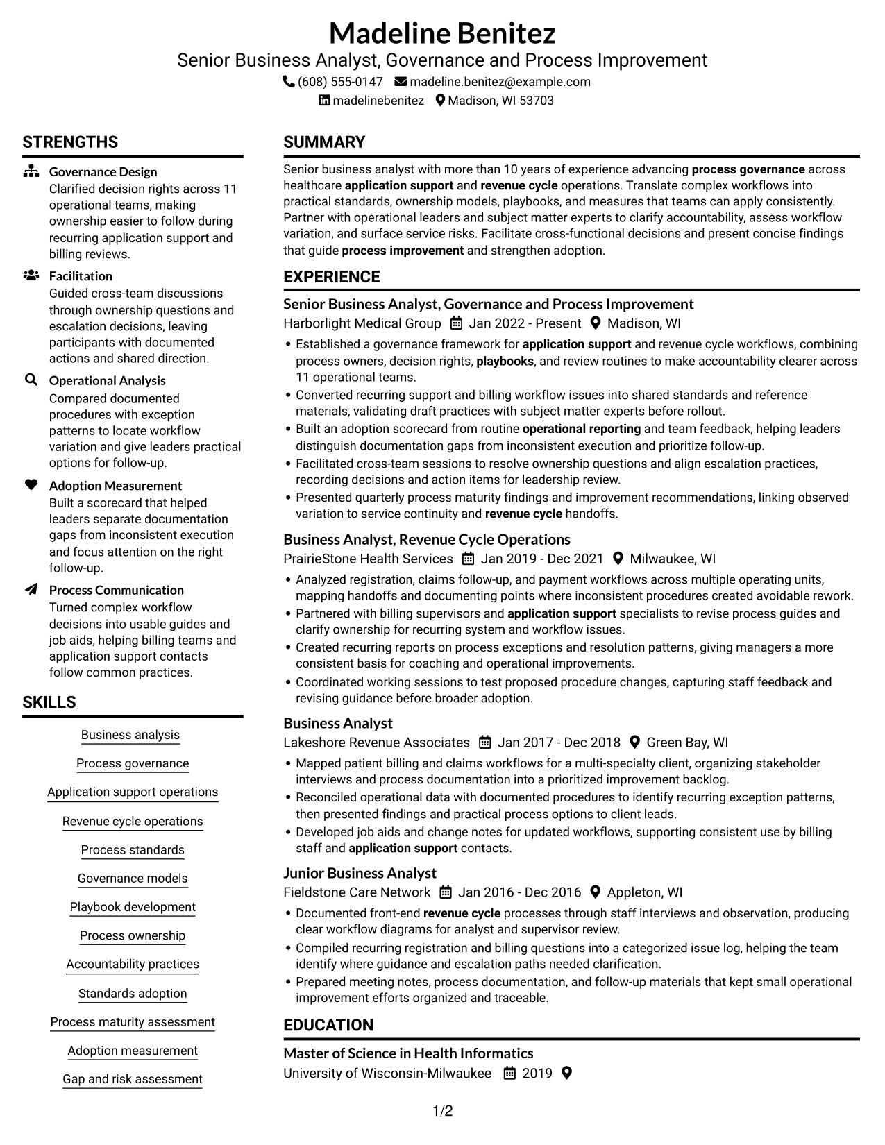 Resume example — page 1