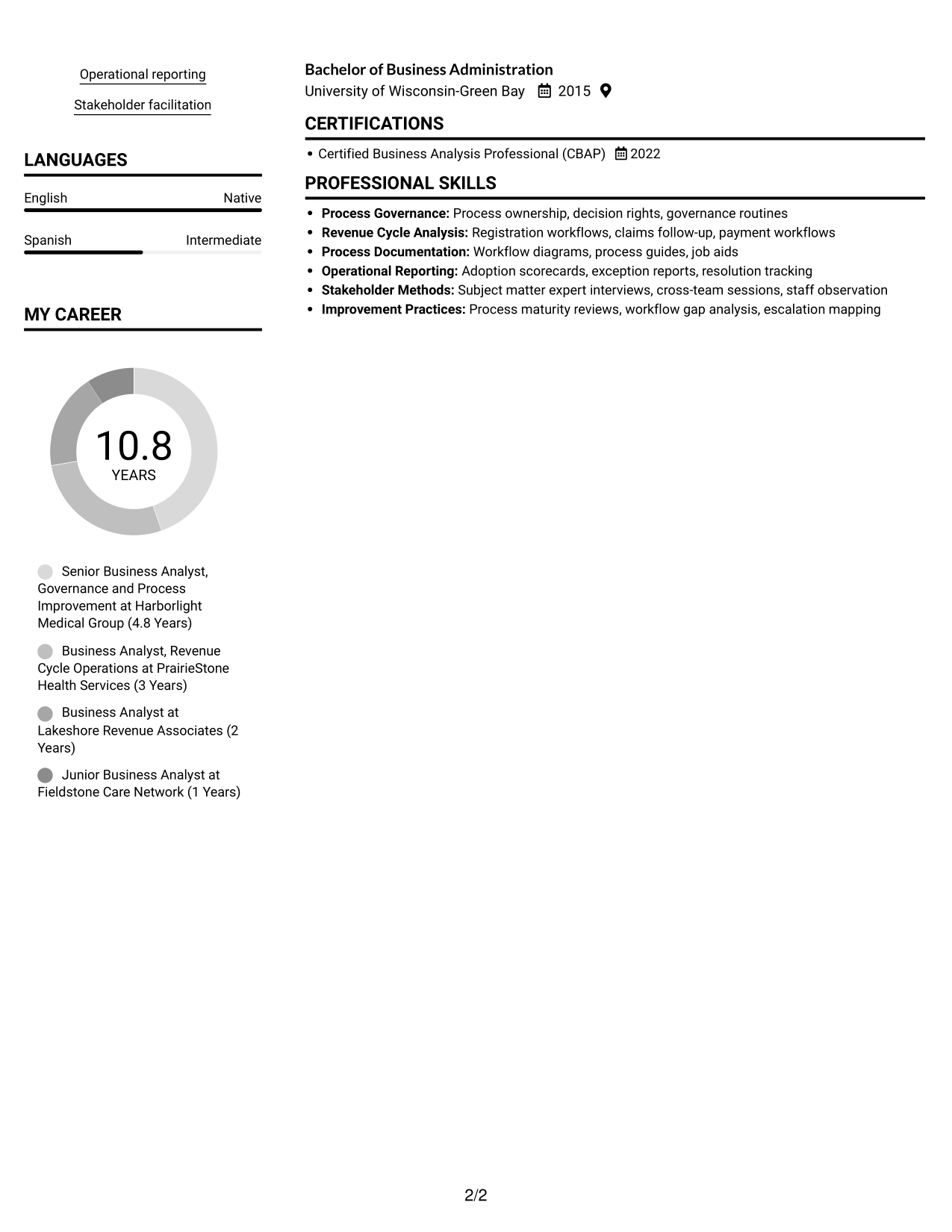 Resume example — page 2