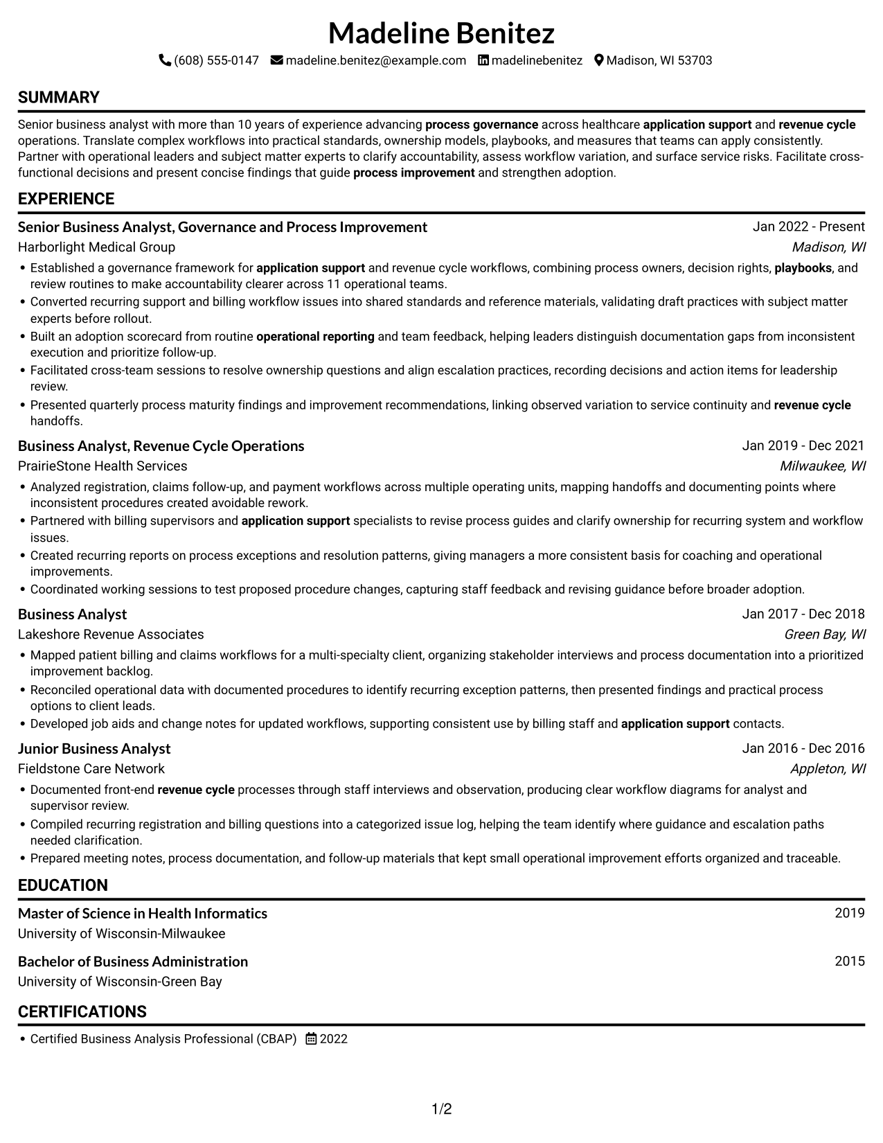 Resume example — page 1