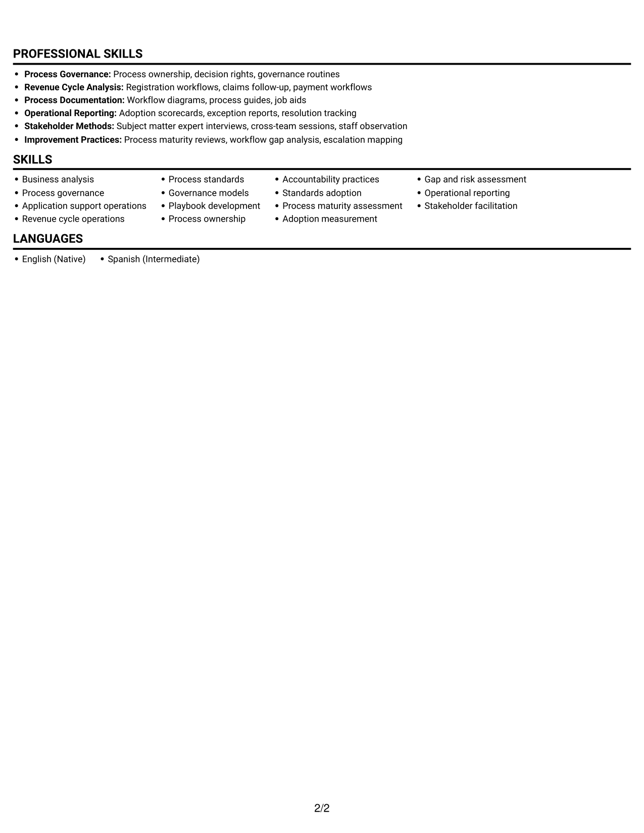 Resume example — page 2