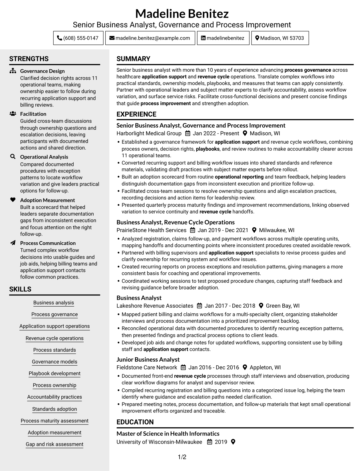 Resume example — page 1
