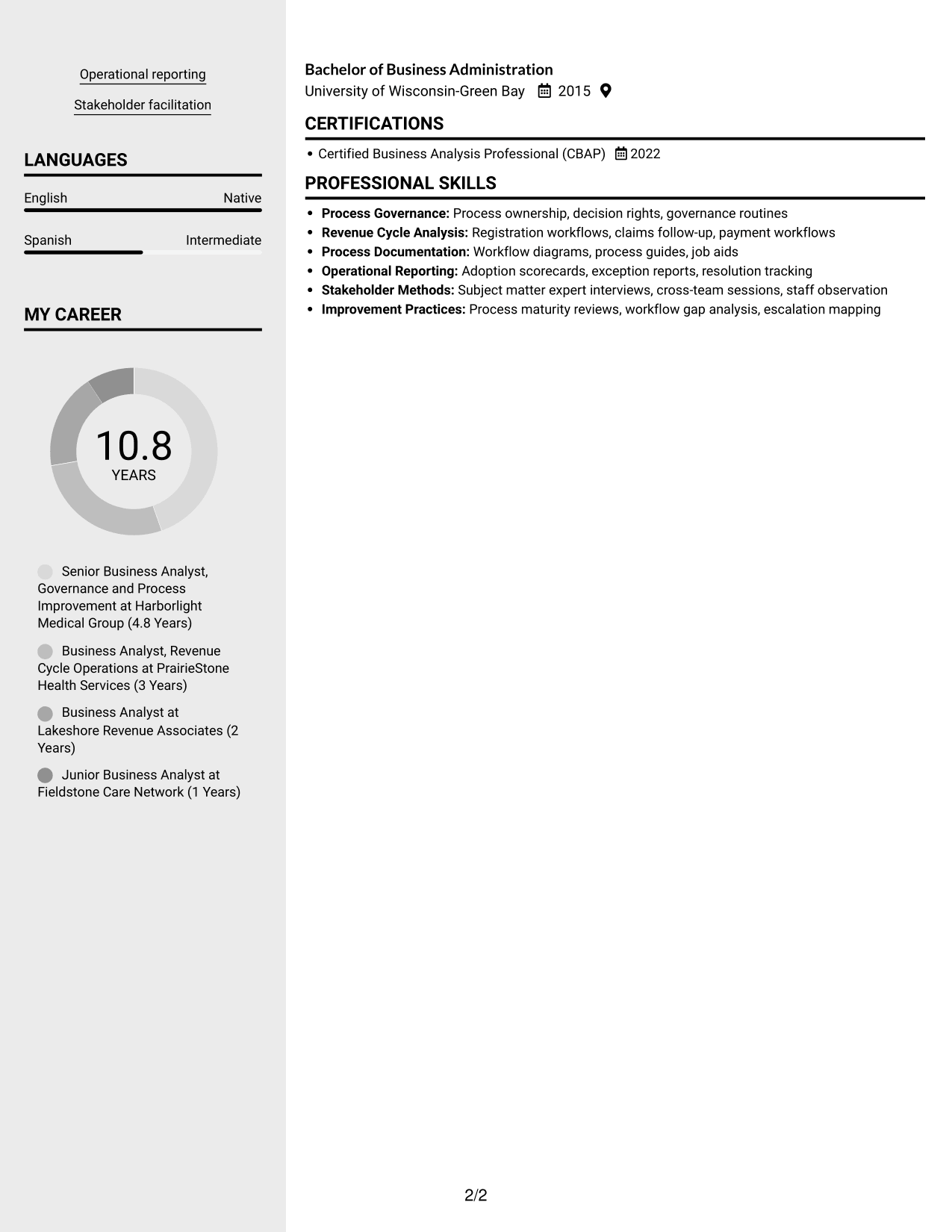 Resume example — page 2