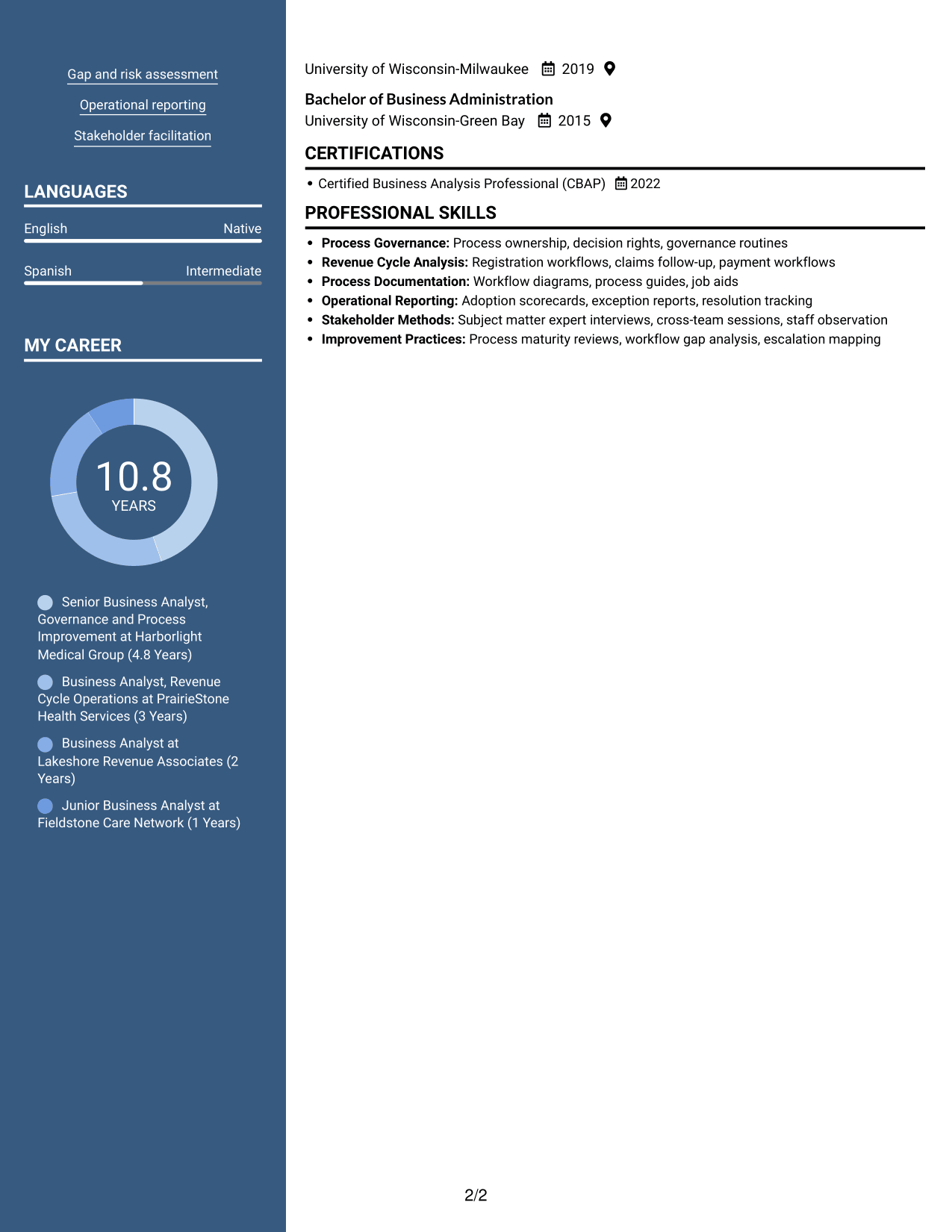 Resume example — page 2