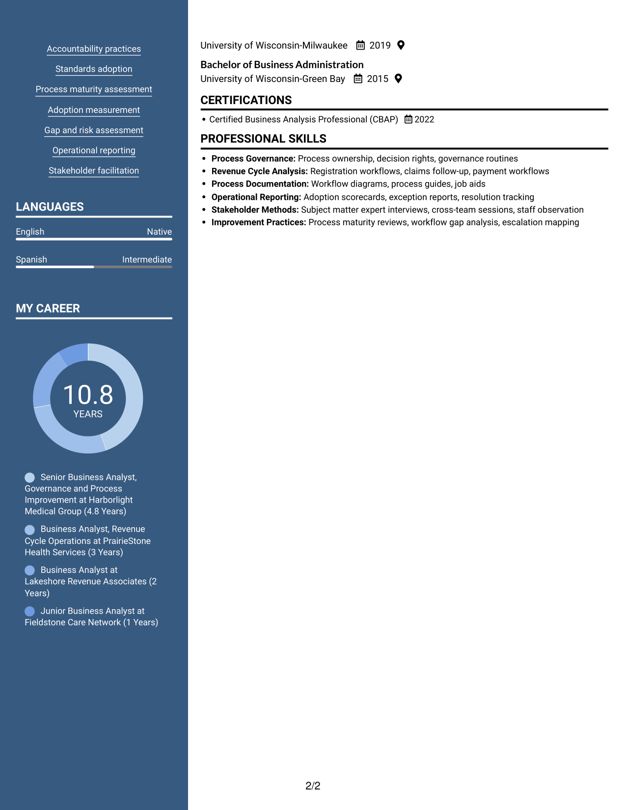 Resume example — page 2