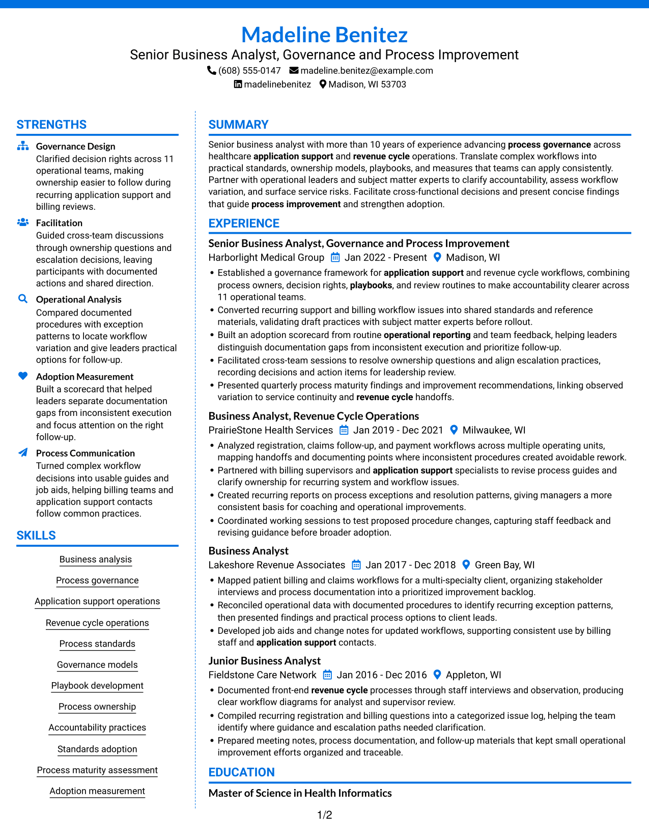Resume example — page 1