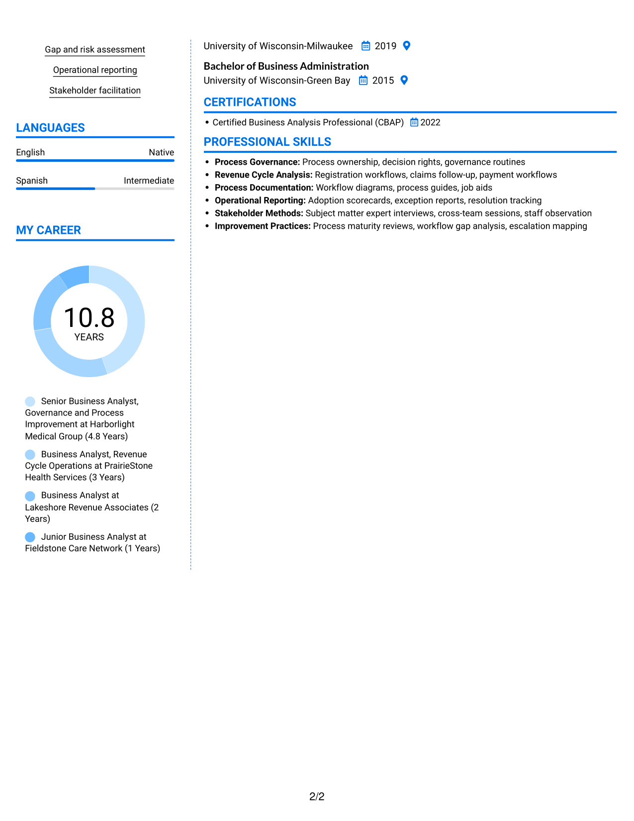 Resume example — page 2