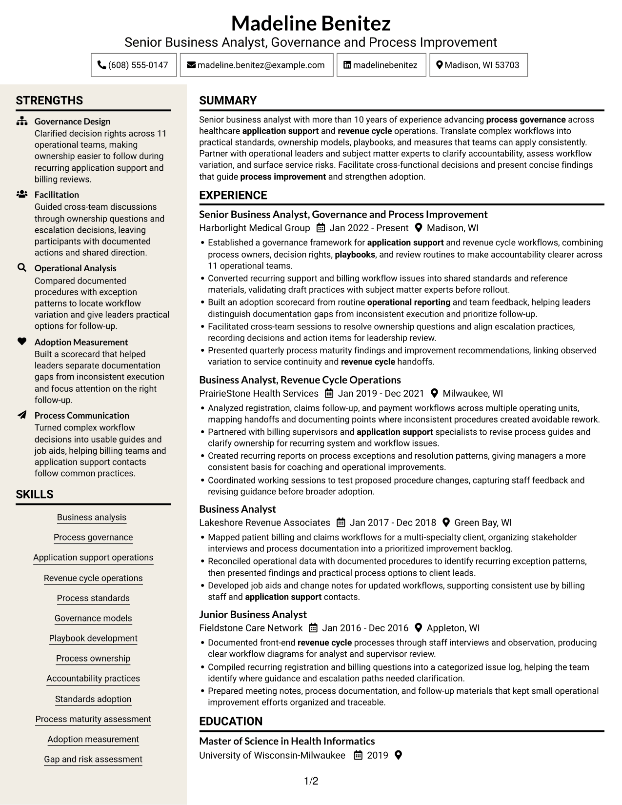 Resume example — page 1