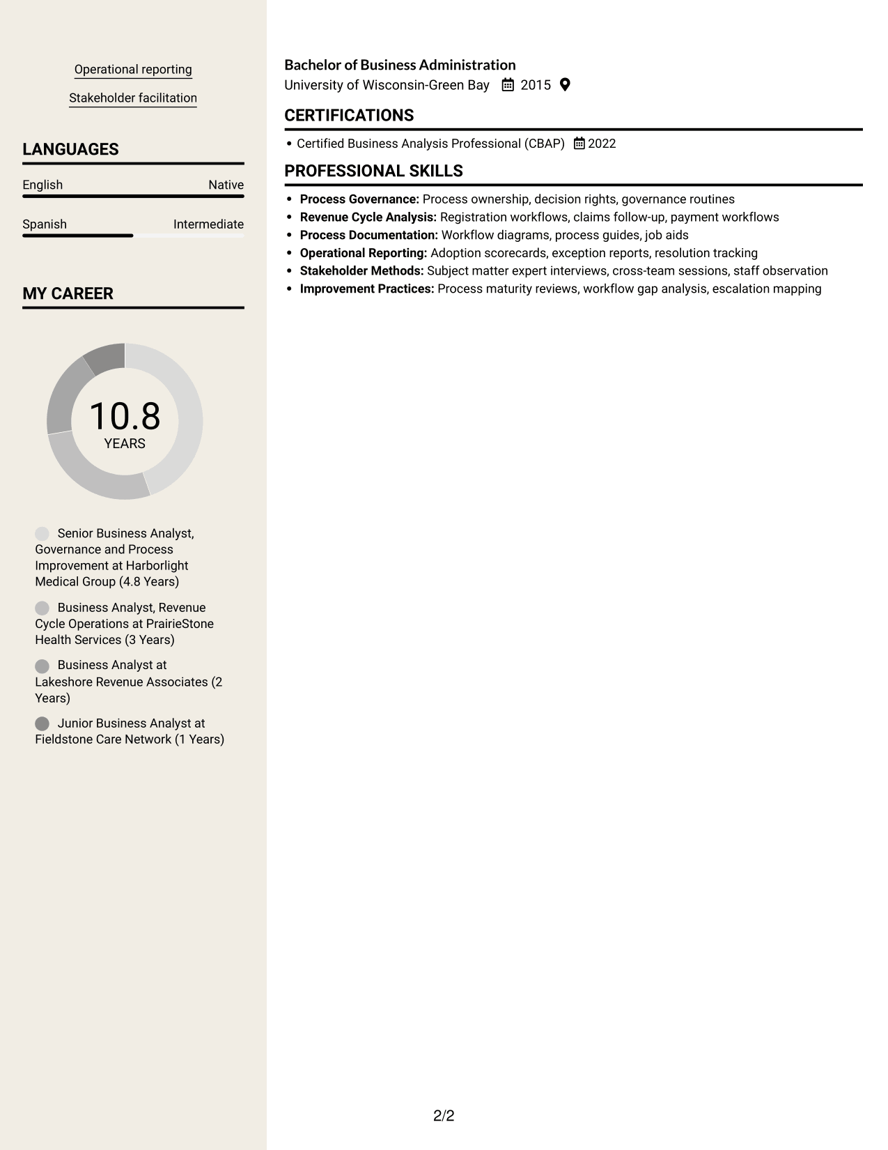 Resume example — page 2