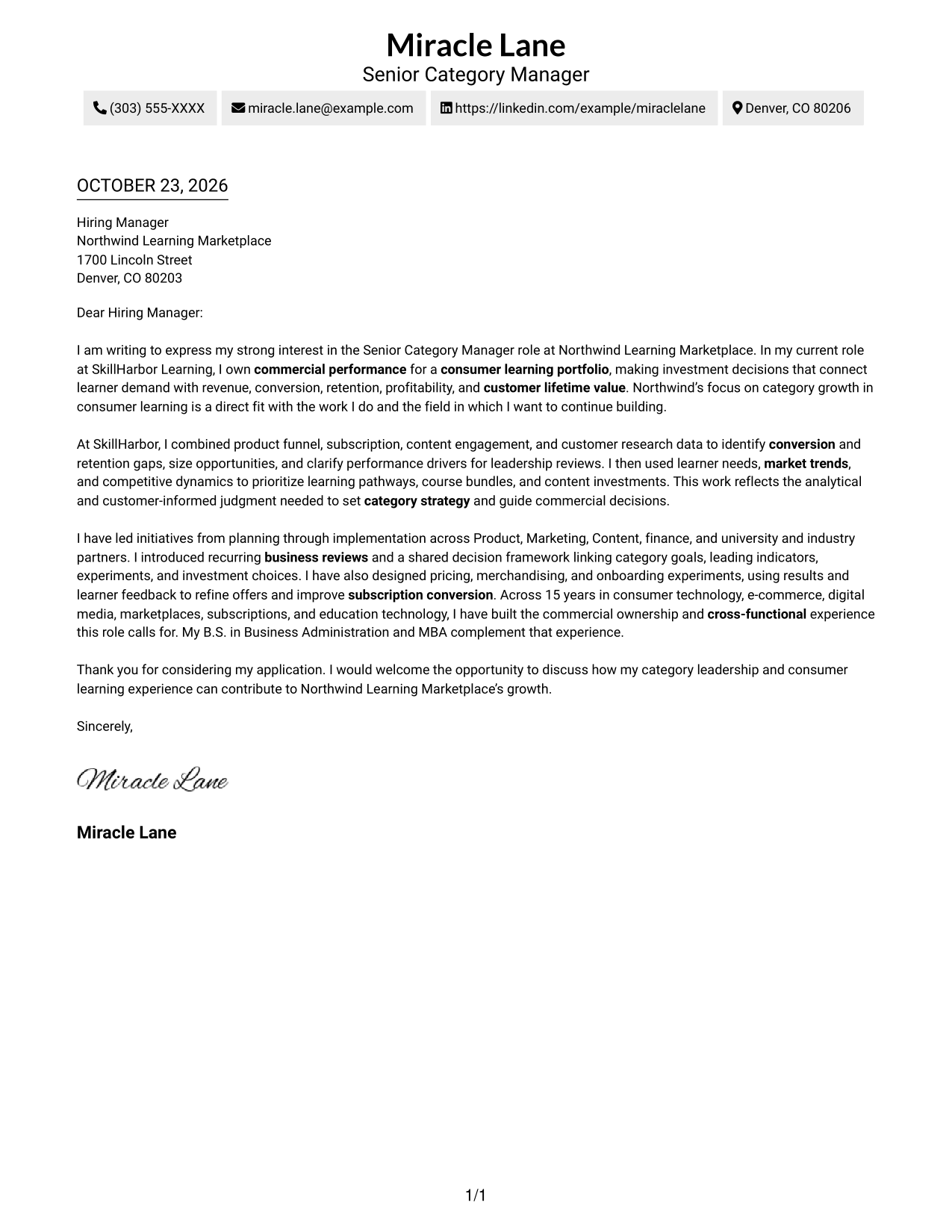 Cover letter example — page 1