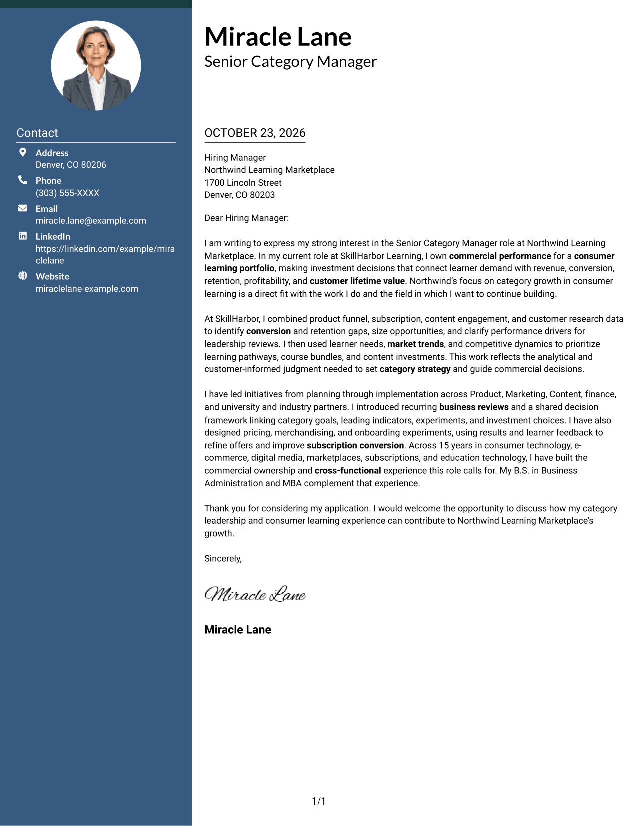 Cover letter example — page 1