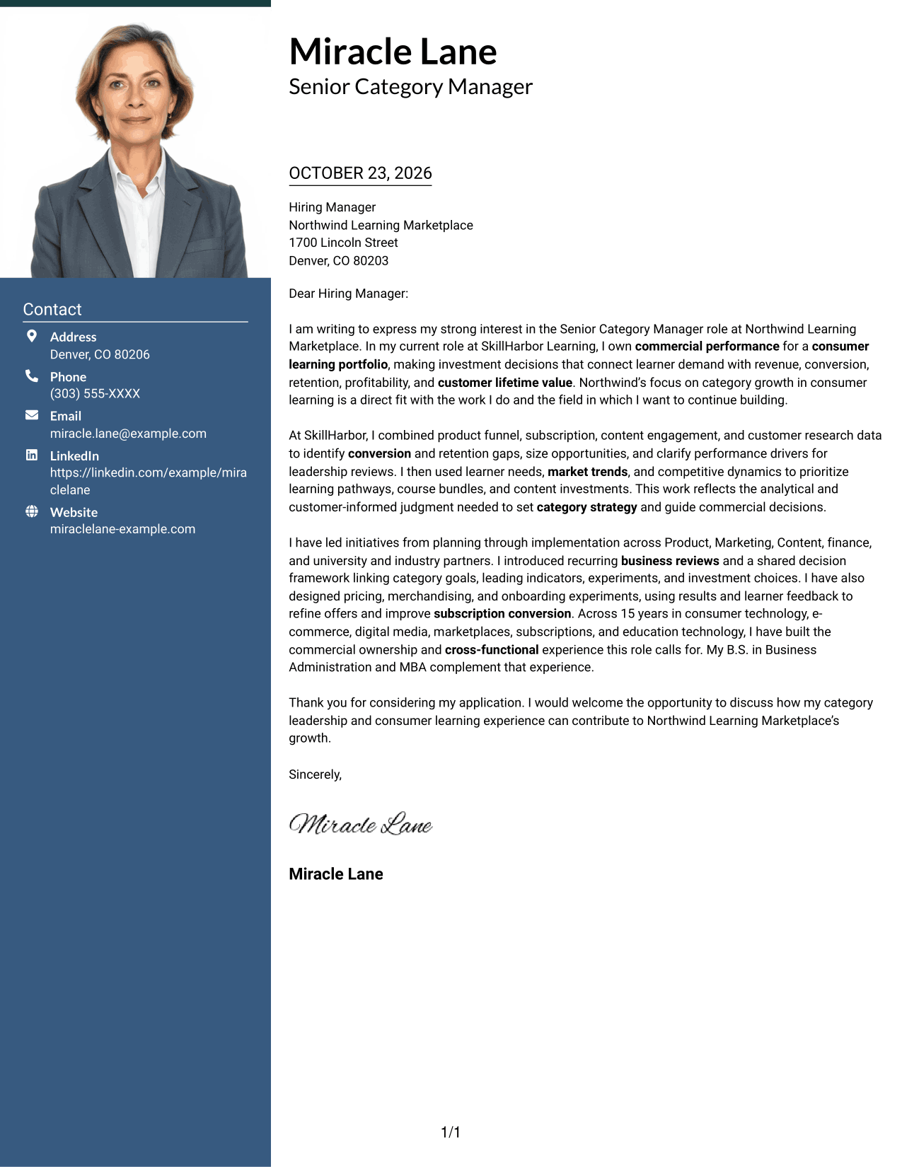 Cover letter example — page 1