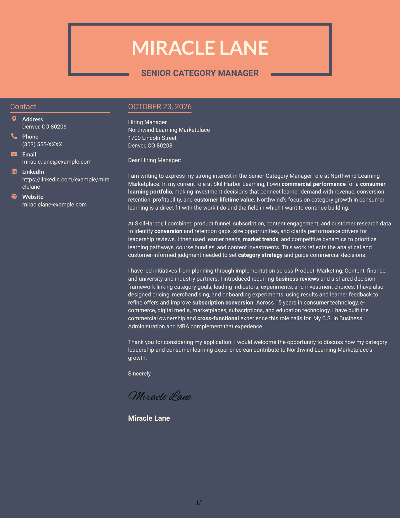 Cover letter example — page 1