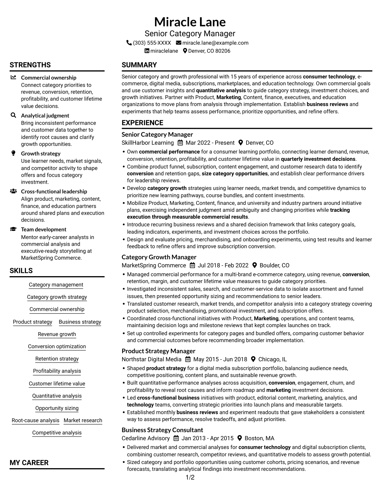Resume example — page 1