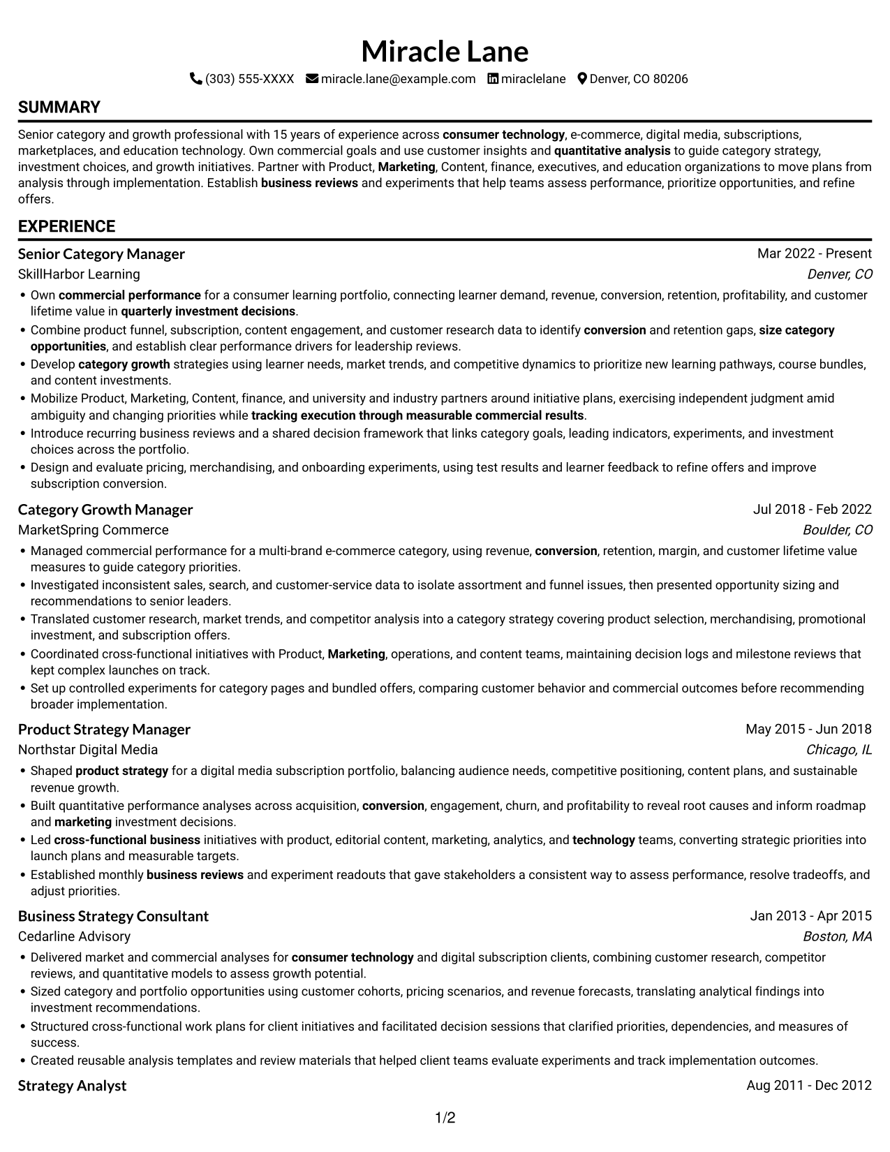 Resume example — page 1