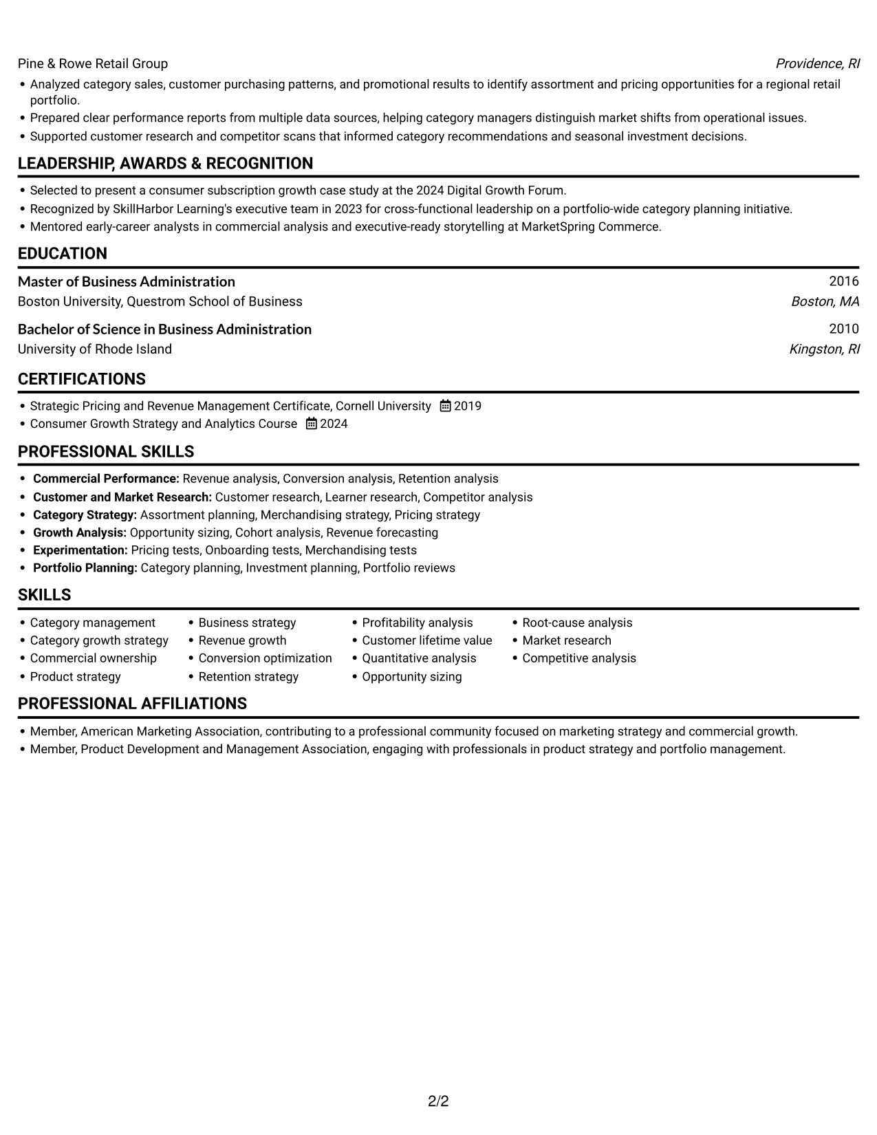 Resume example — page 2