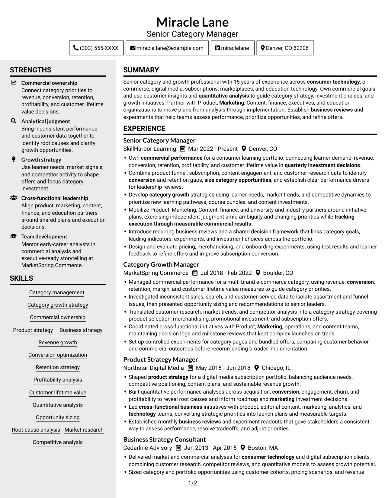 Resume example — page 1