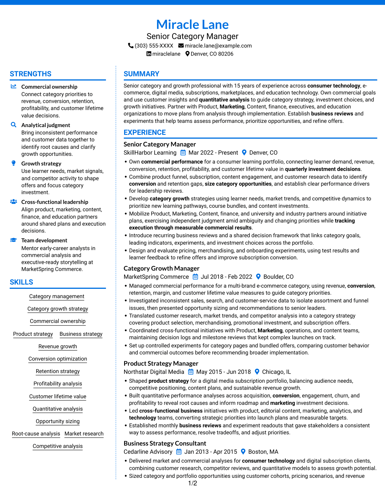 Resume example — page 1