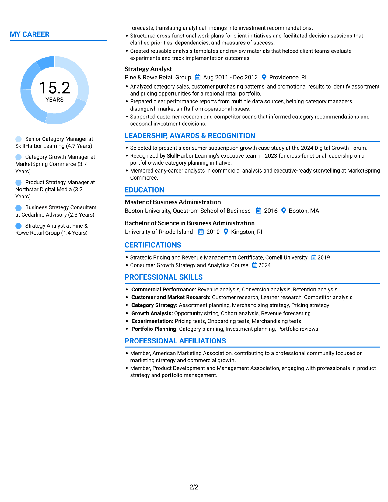 Resume example — page 2