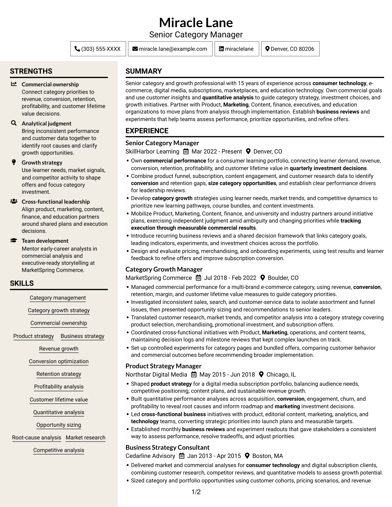 Resume example — page 1