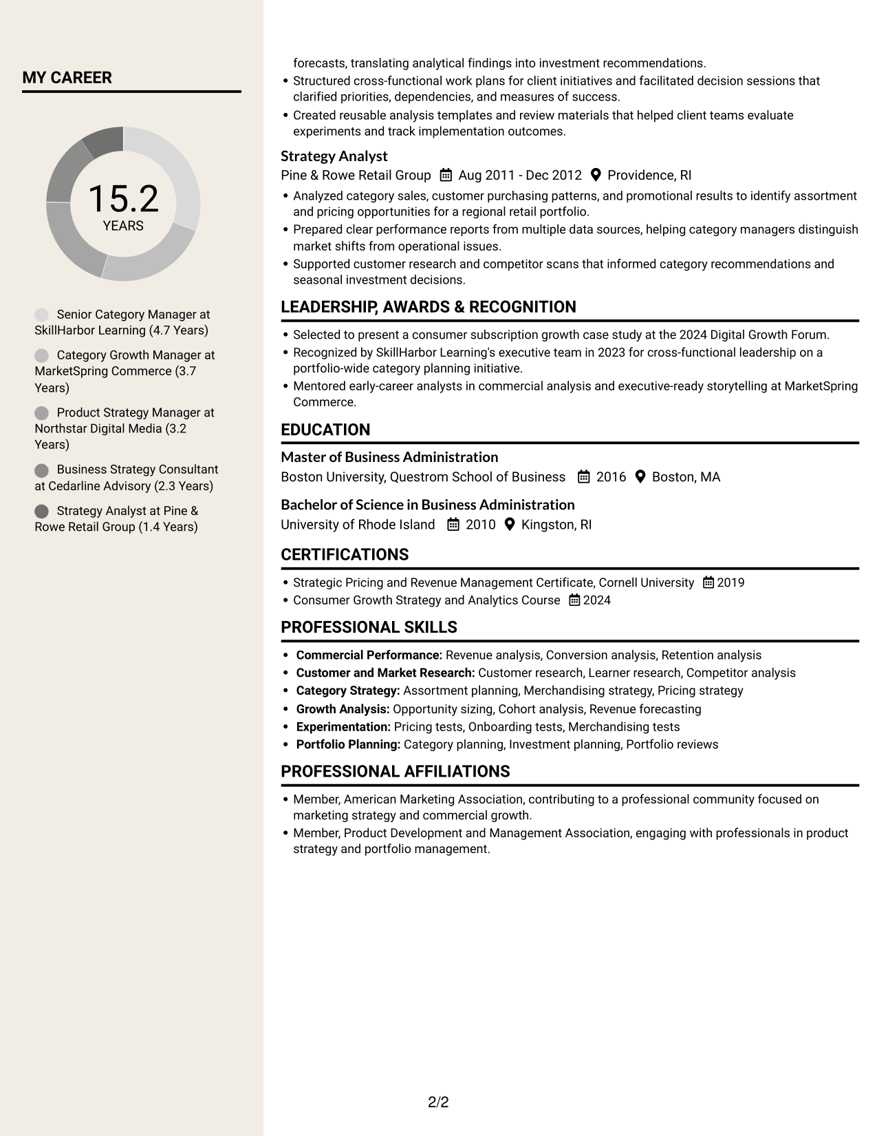 Resume example — page 2