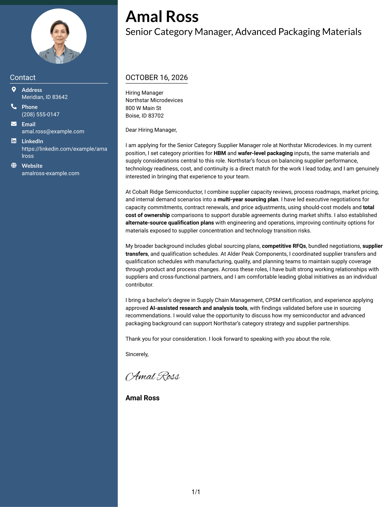Cover letter example — page 1