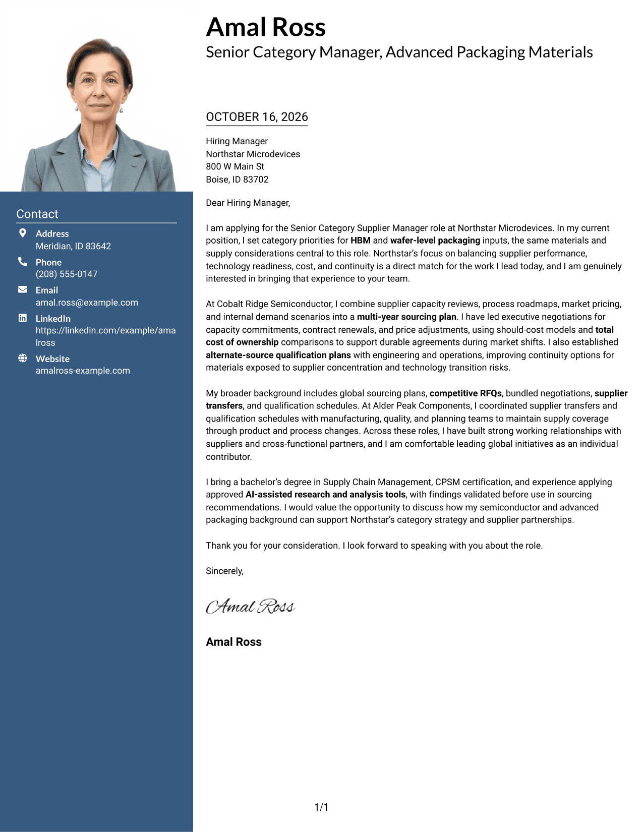 Cover letter example — page 1