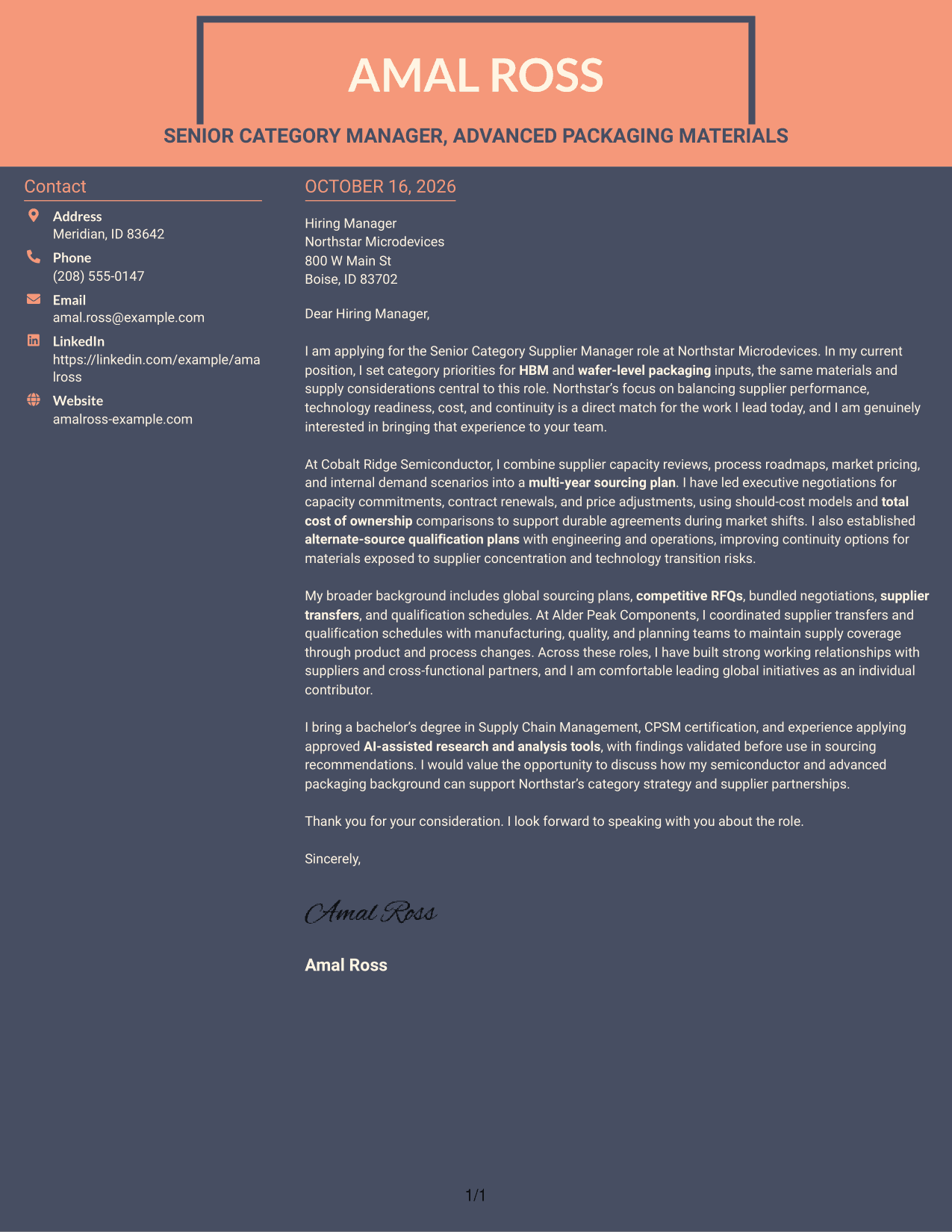 Cover letter example — page 1