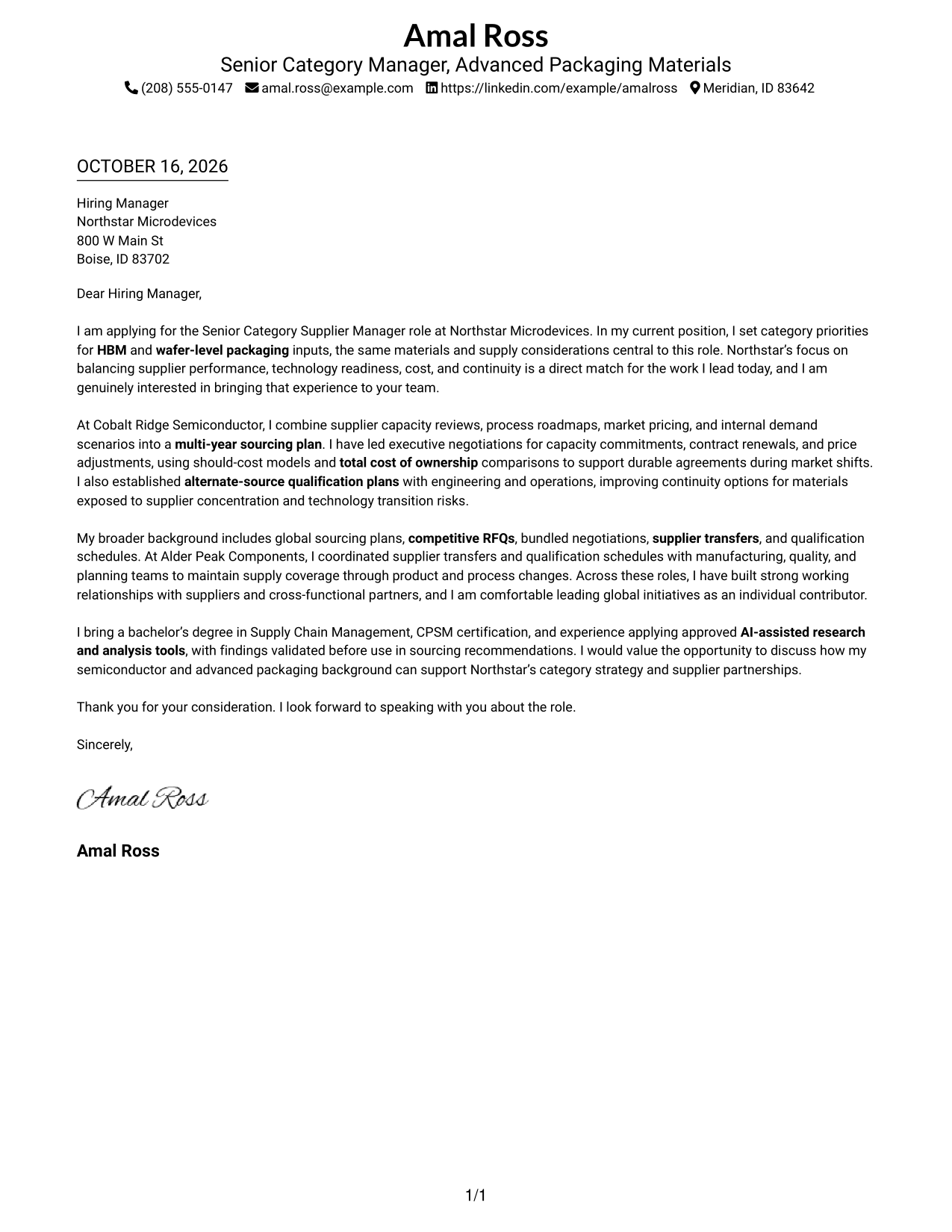 Cover letter example — page 1