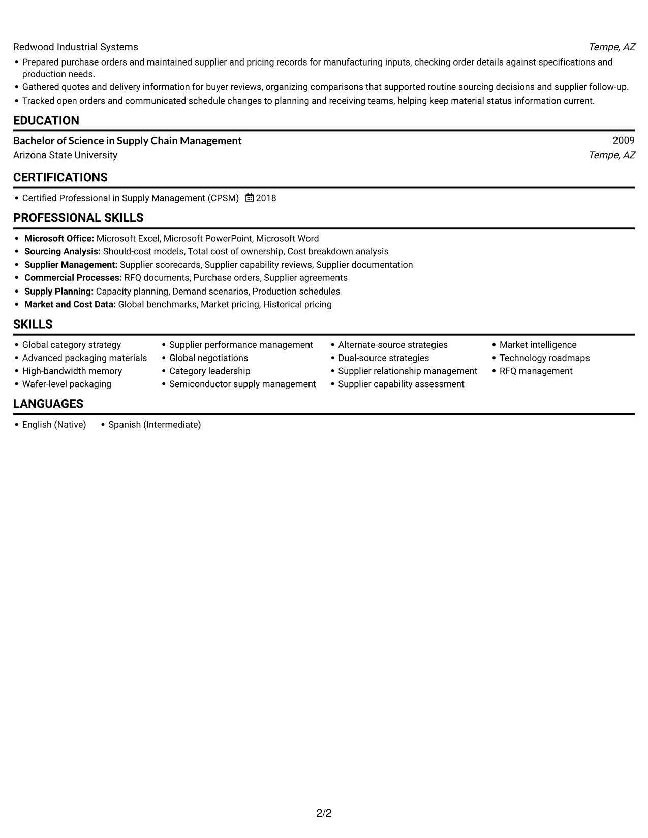 Resume example — page 2