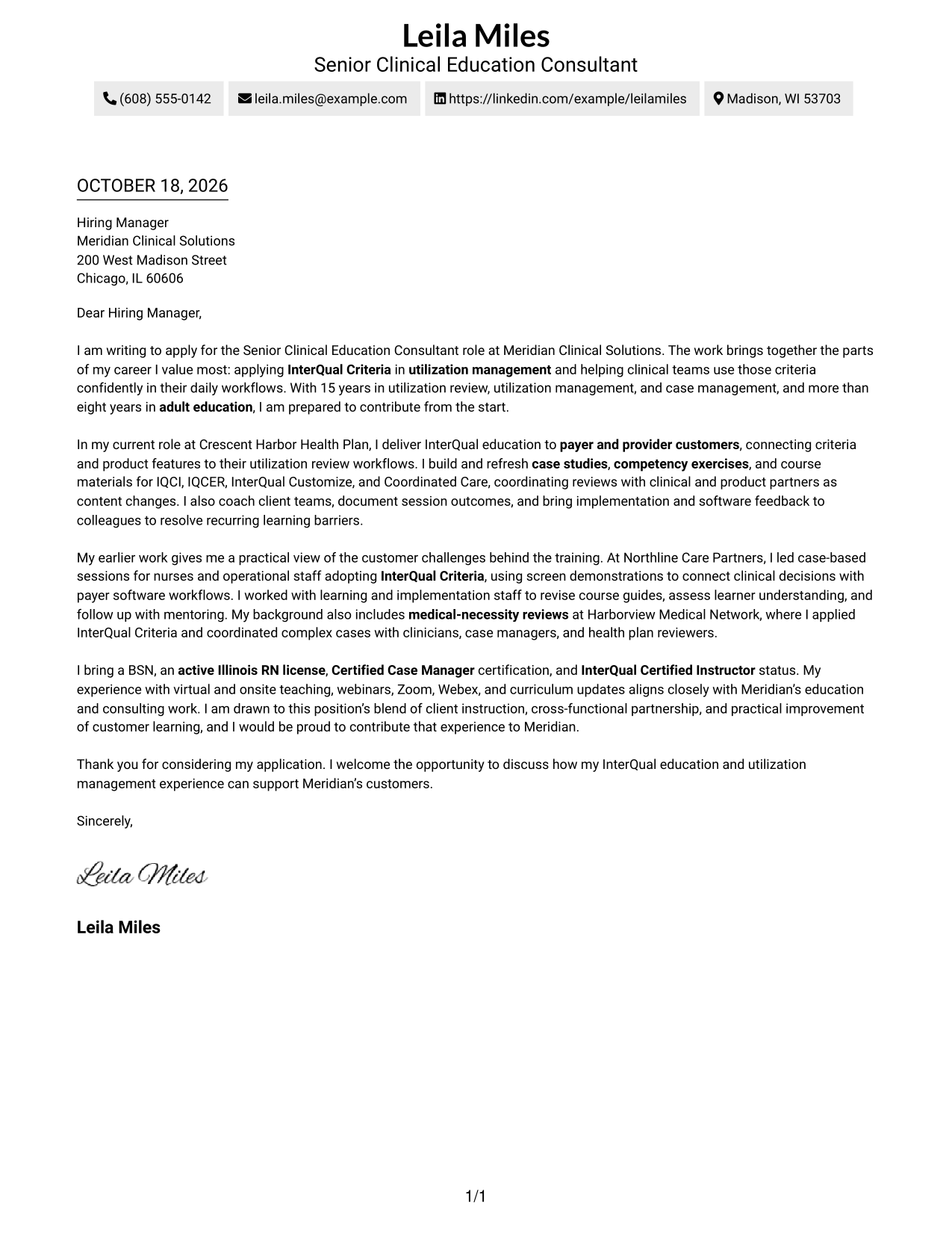 Cover letter example — page 1